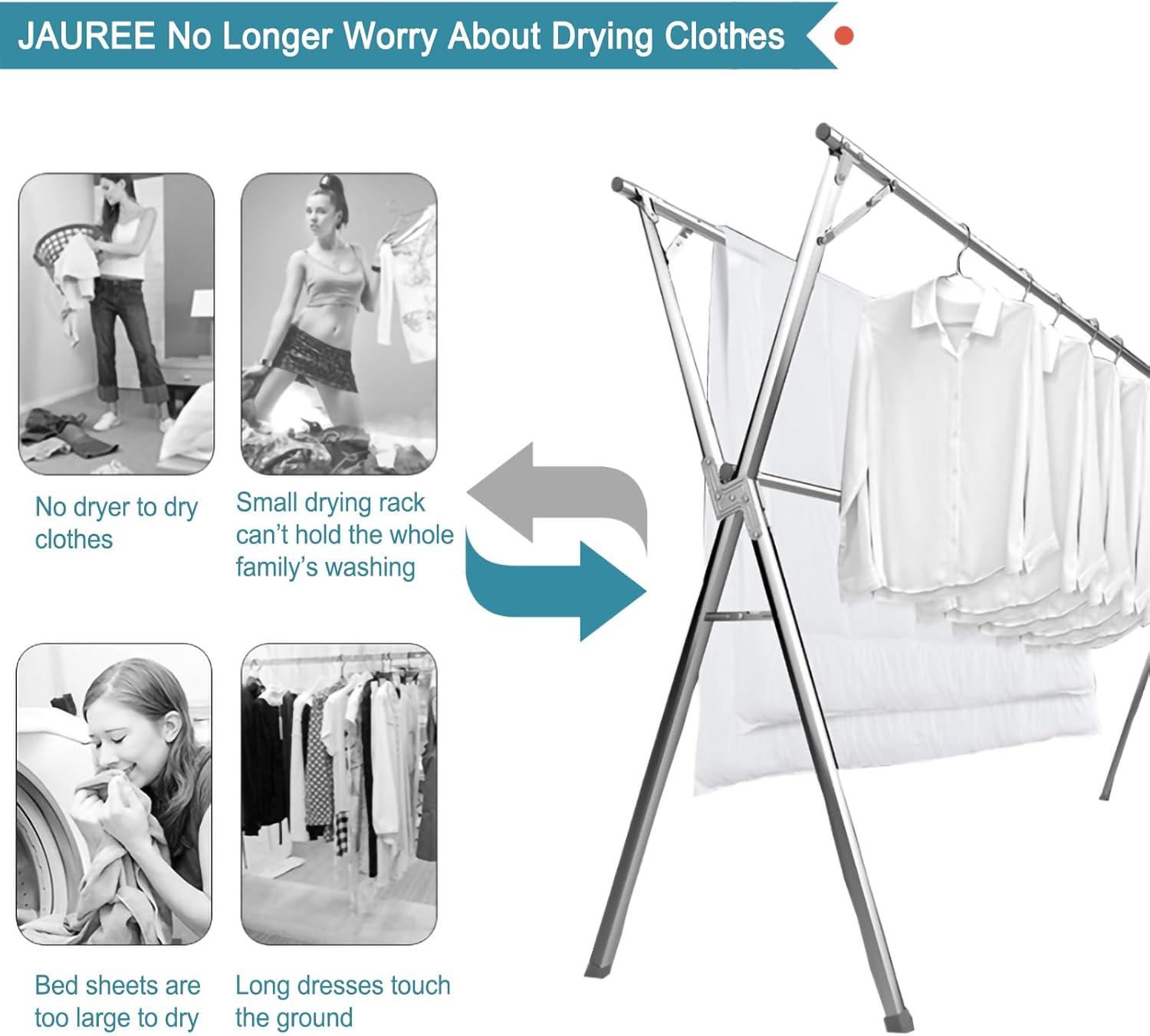 JAUREE 79-Inch Stainless Steel Foldable Clothes Drying Rack