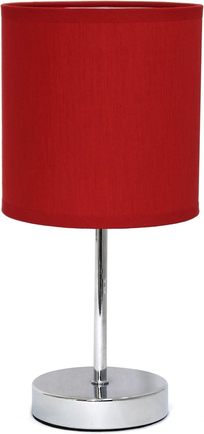 Red Chrome Mini Table Lamp with Fabric Shade