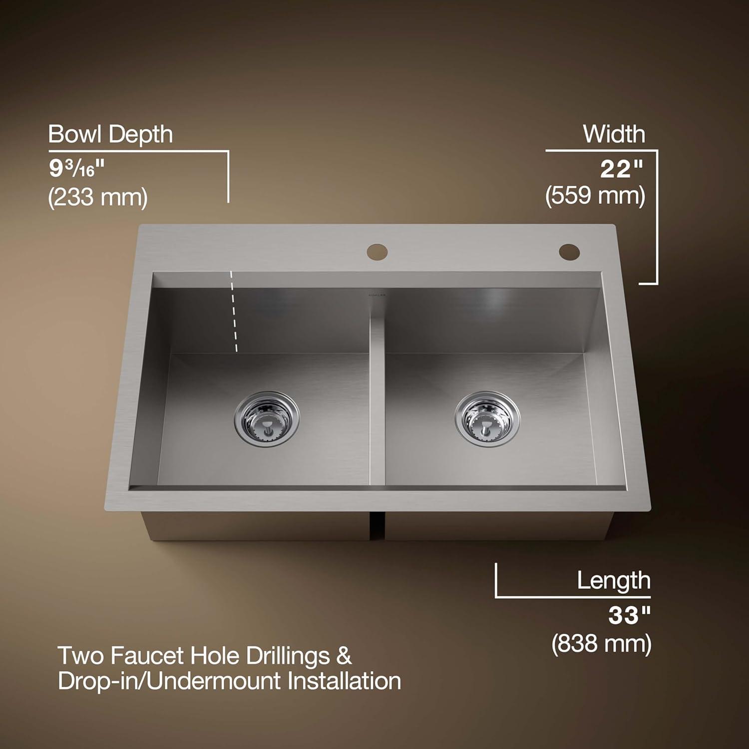 Task Smart Divide33-In X 22-In Top-Mount/Undermount Double-Equal Workstation Kitchen Sink With Accessories
