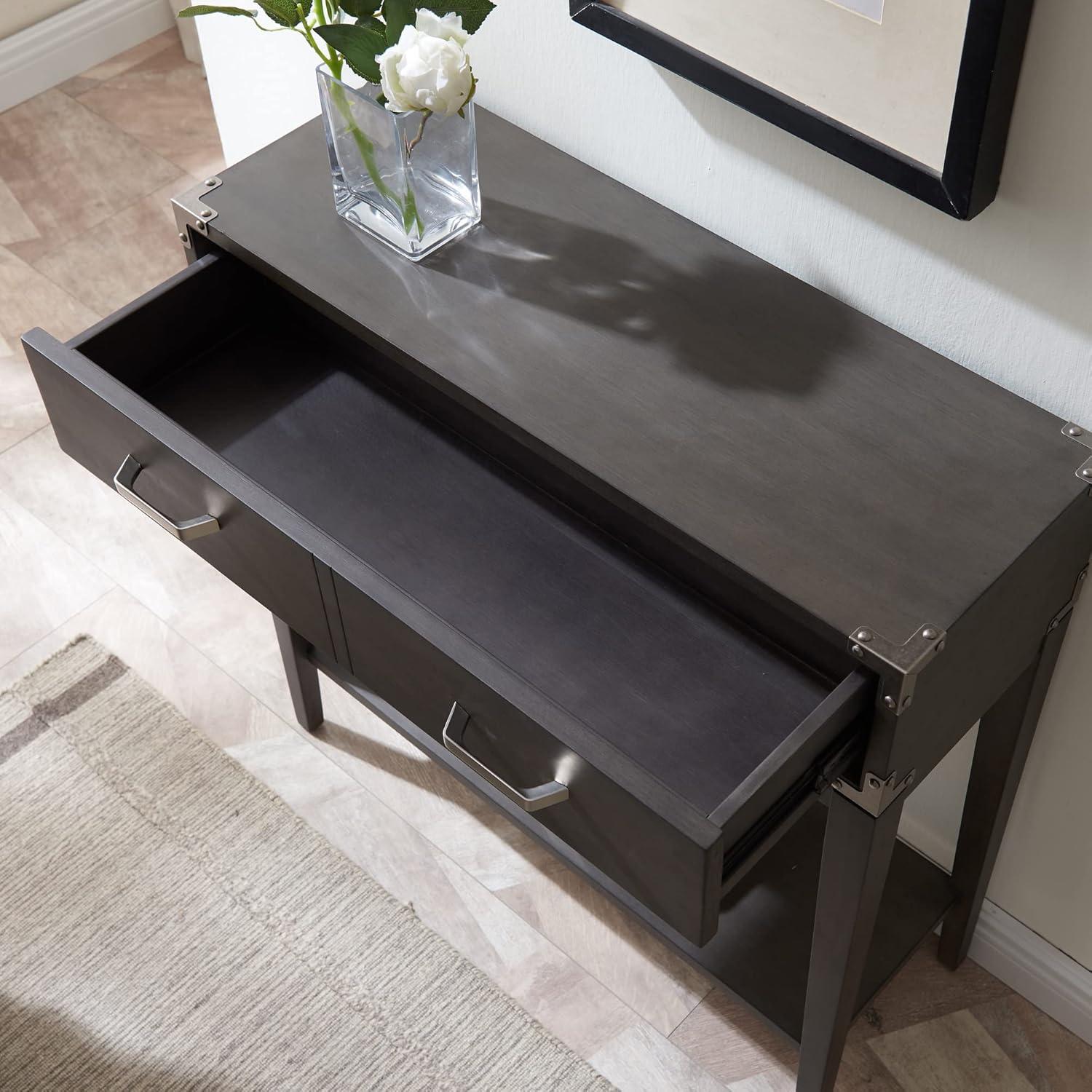 Demilune Hall Stand - Chocolate Cherry - Leick Home: Entryway Furniture with Drawer & Lower Shelf