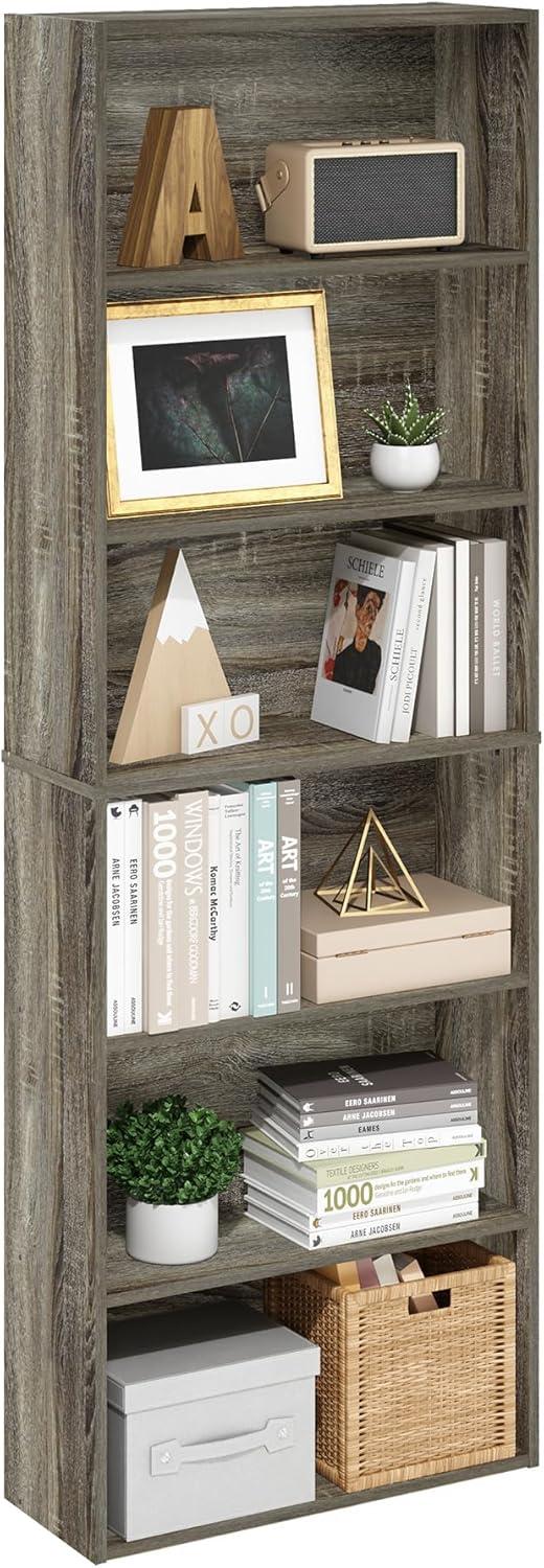 Furinno JAYA Simply Home Free Standing Adjustable 6-Tier Open Storage Bookcase, French Oak
