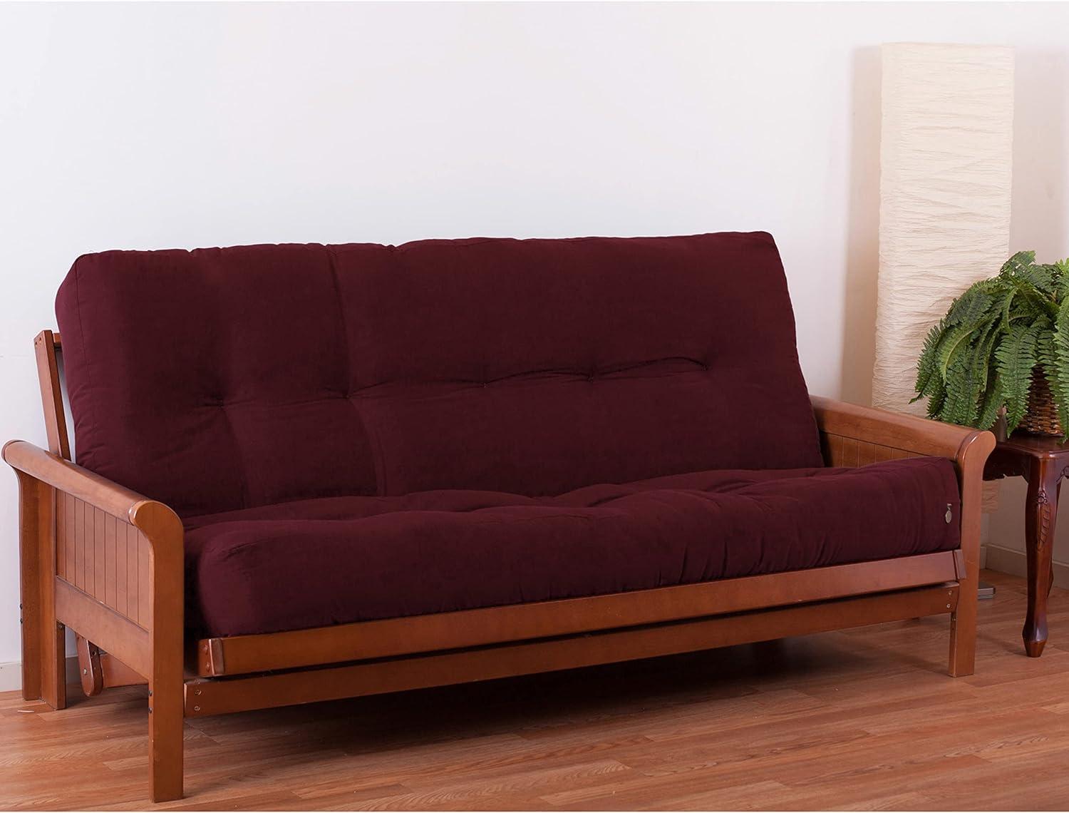 Burgundy Twill 9'' Full-Size Comfort Foam Futon Pad