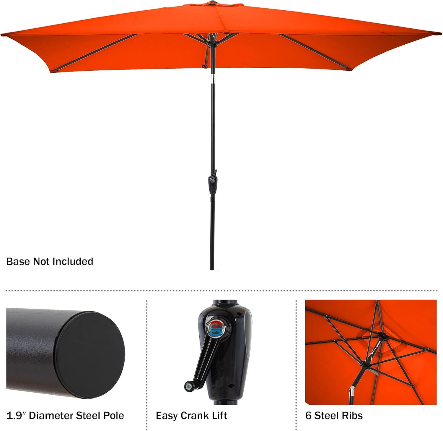 Pure Garden 10-ft Rectangular Patio Umbrella - Easy Crank Sun Shade with Push Button Tilt for Outdoor Furniture, Deck, Backyard, or Pool