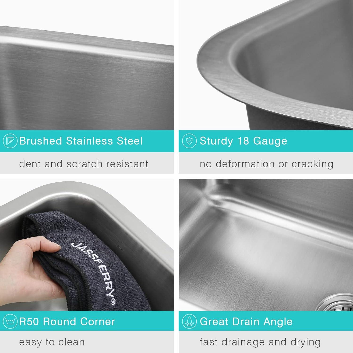 JASSFERRY Undermount Kitchen Sink Single Bowl 32 Inch, 32", 16-gauge Stainless Steel