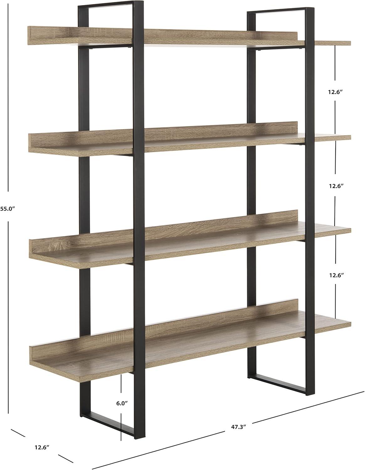 Melissa Retro Mid Century 4-Tier Etagere - Light Brown/Black - Safavieh