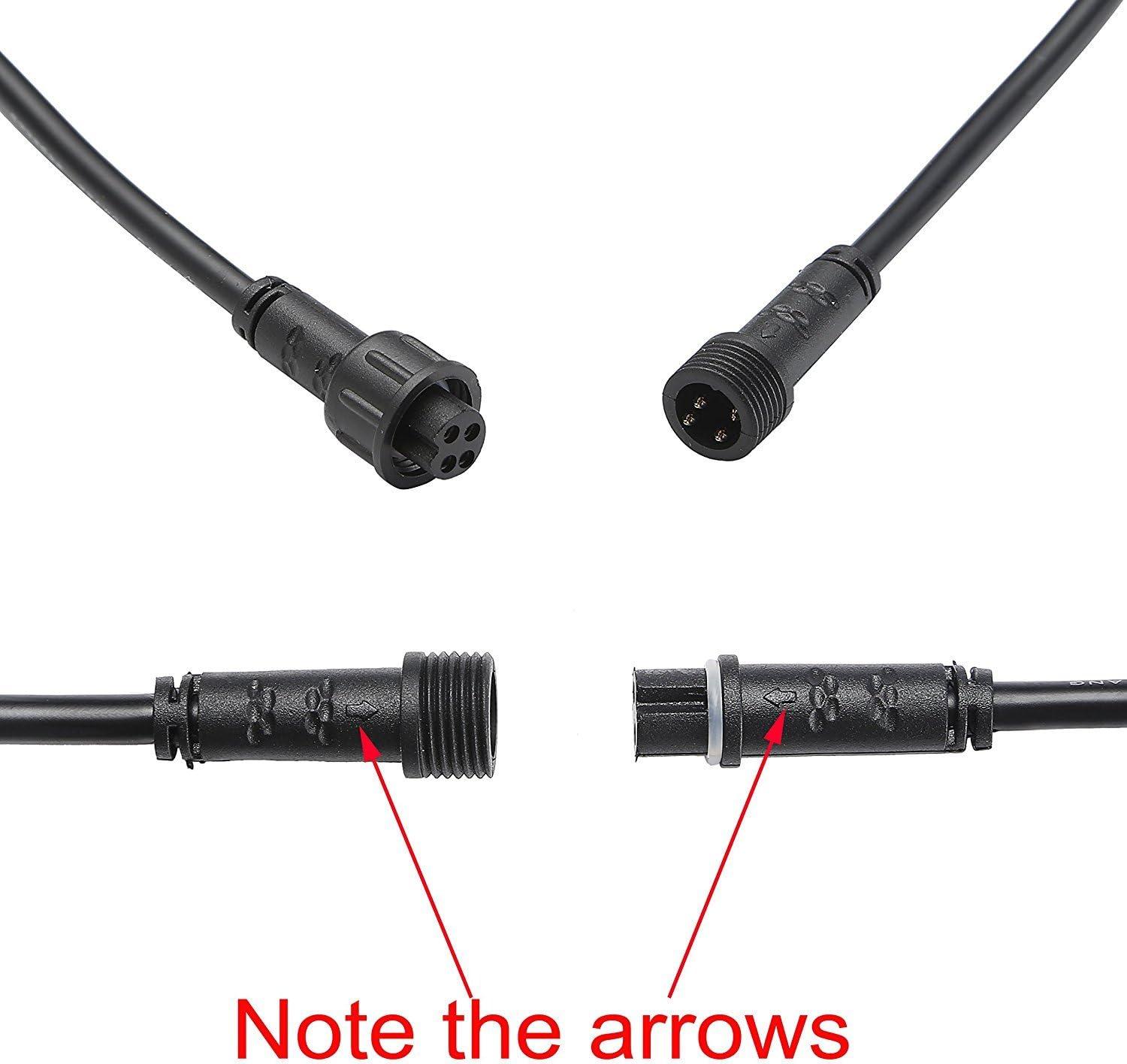 FVTLED Pack of 5, 2m 6.56ft 4Pin Extension Cable Wire with Male and Female Connectors at Both Ends Only RGB Multi-Color LED Deck Light