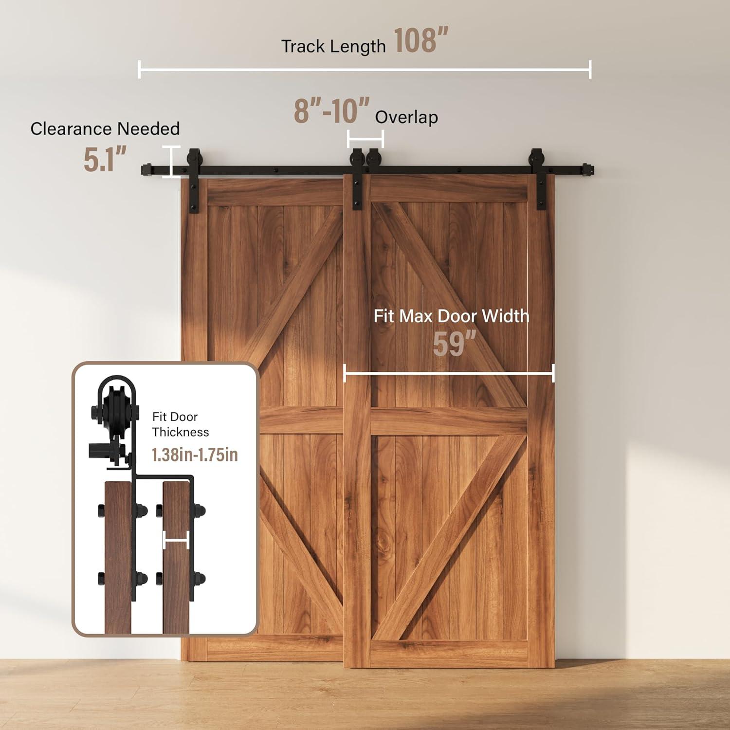 Lazio LAZ Single Bypass Double Door Barn Door Hardware Kit
