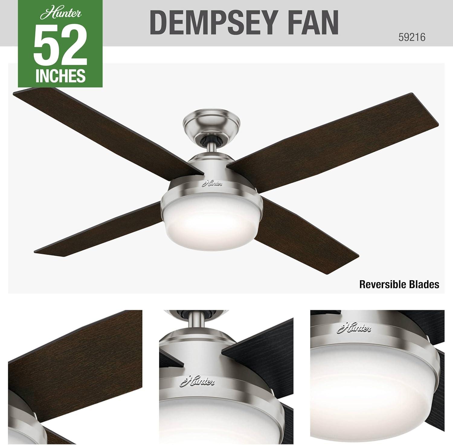 Dempsey 52" 4 - Blade Contemporary Indoor Ceiling Fan with Lights and Remote