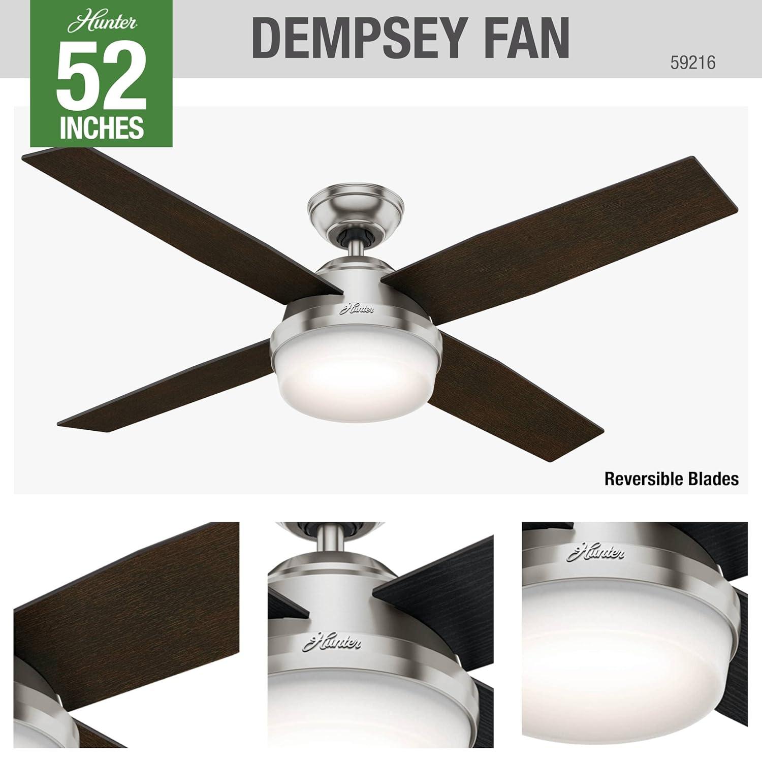 Dempsey 52" 4 - Blade Contemporary Indoor Ceiling Fan with Lights and Remote