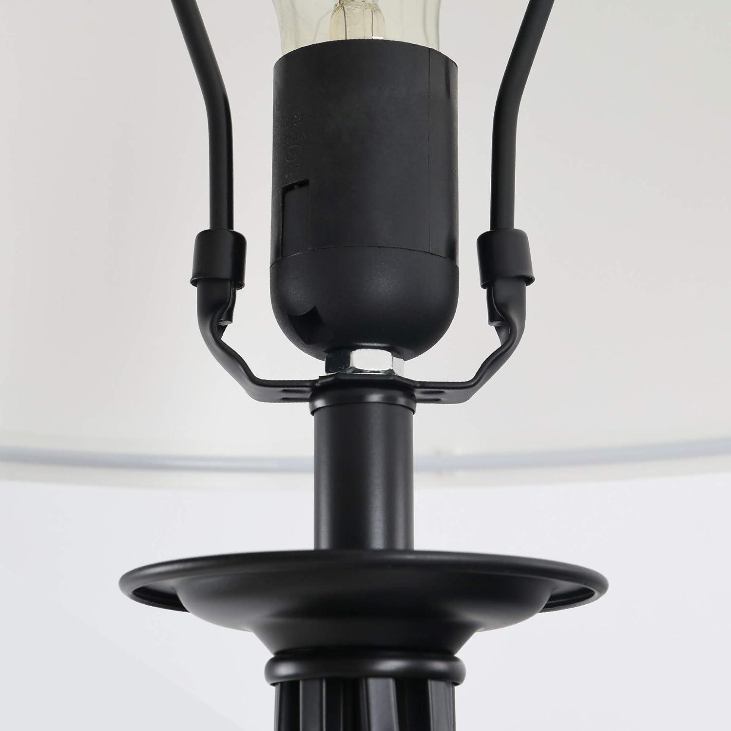 HOMCOM 3 Piece Floor Lamps with Rounded Base and Steel Pole, Black and White