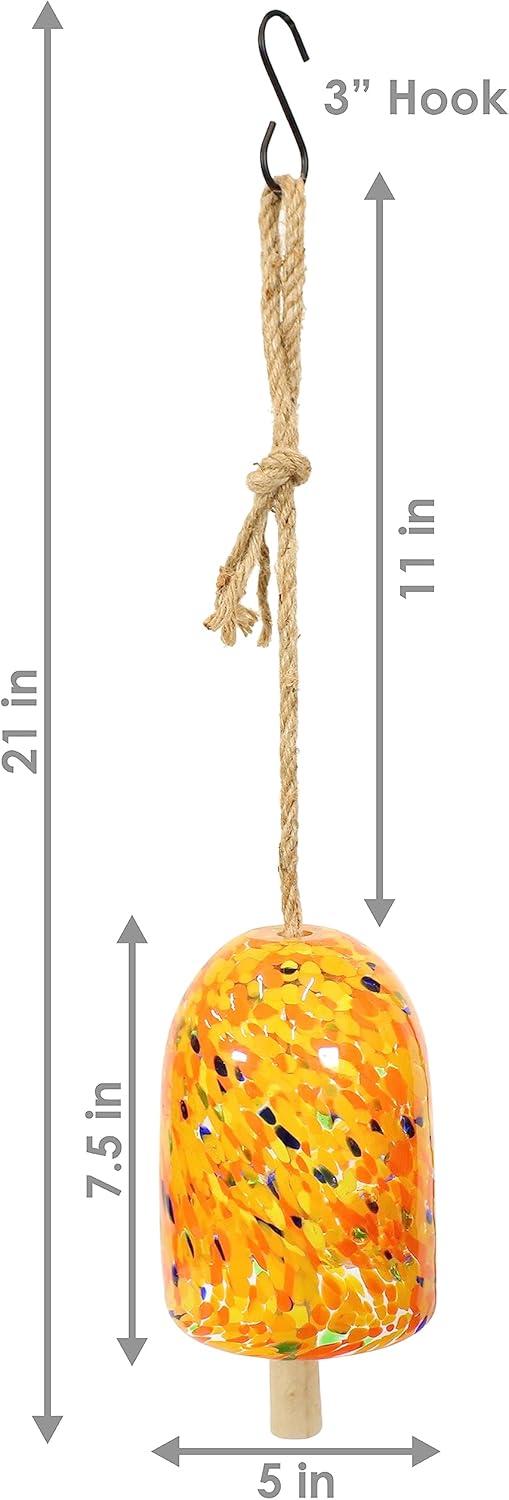 Dreamsicle Orange Speckled Glass Wind Chime Bell