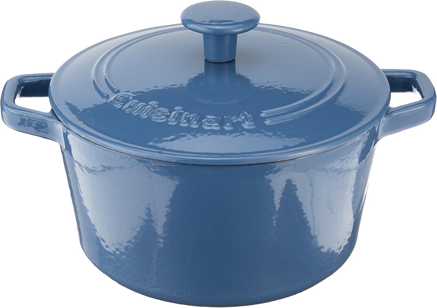 Cuisinart Chef's Classic 3qt Blue Enameled Cast Iron Round Casserole with Cover - CI630-20BG: Baking Dish, Dishwasher-Safe