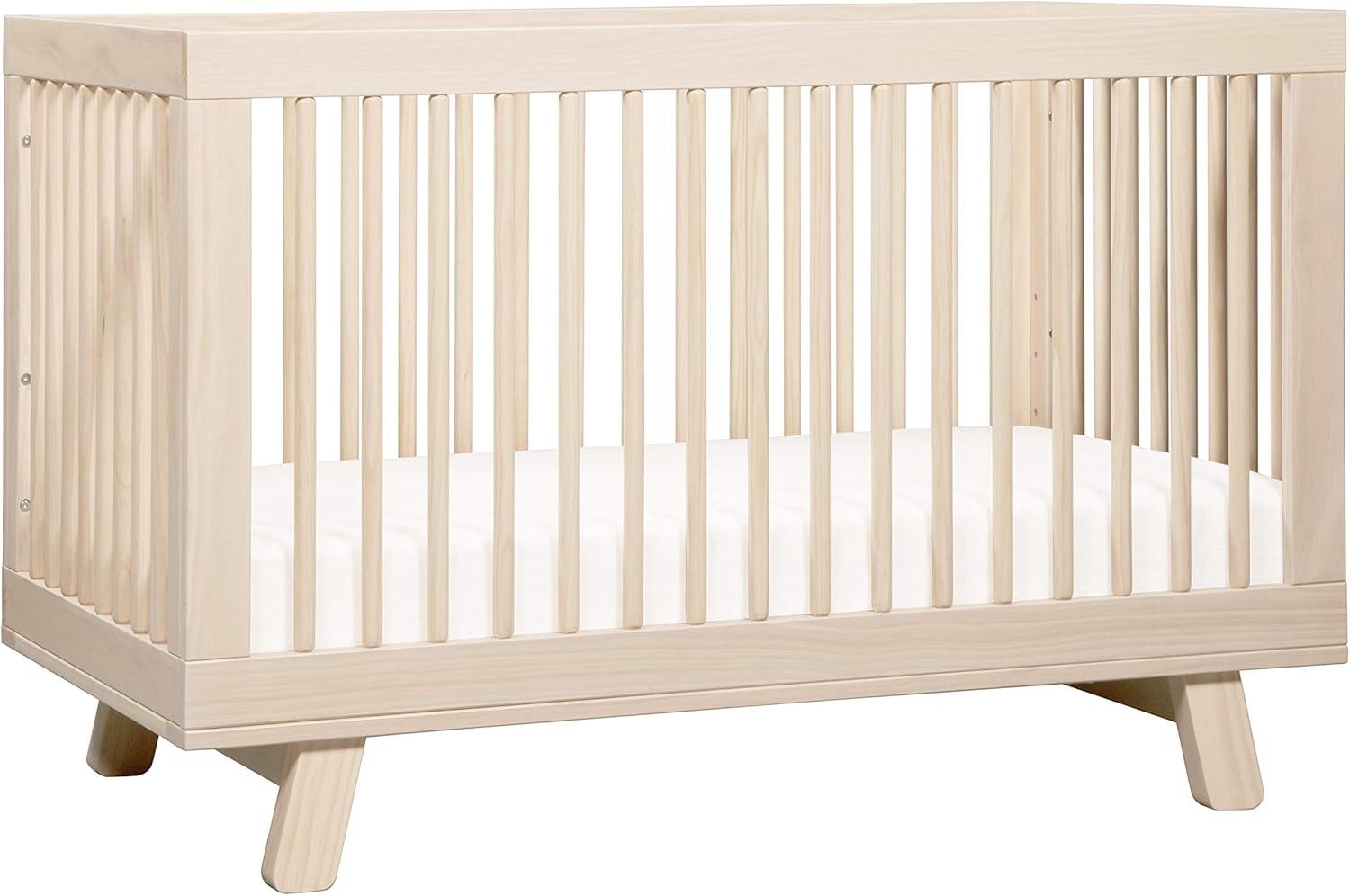 Babyletto Hudson Washed Natural Wood 3-in-1 Convertible Baby Crib with Toddler Bed Conversion Kit