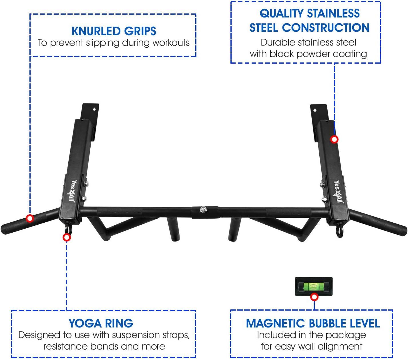 Heavy Duty Black Steel Multi-Grip Joist Mounted Chin Up Bar