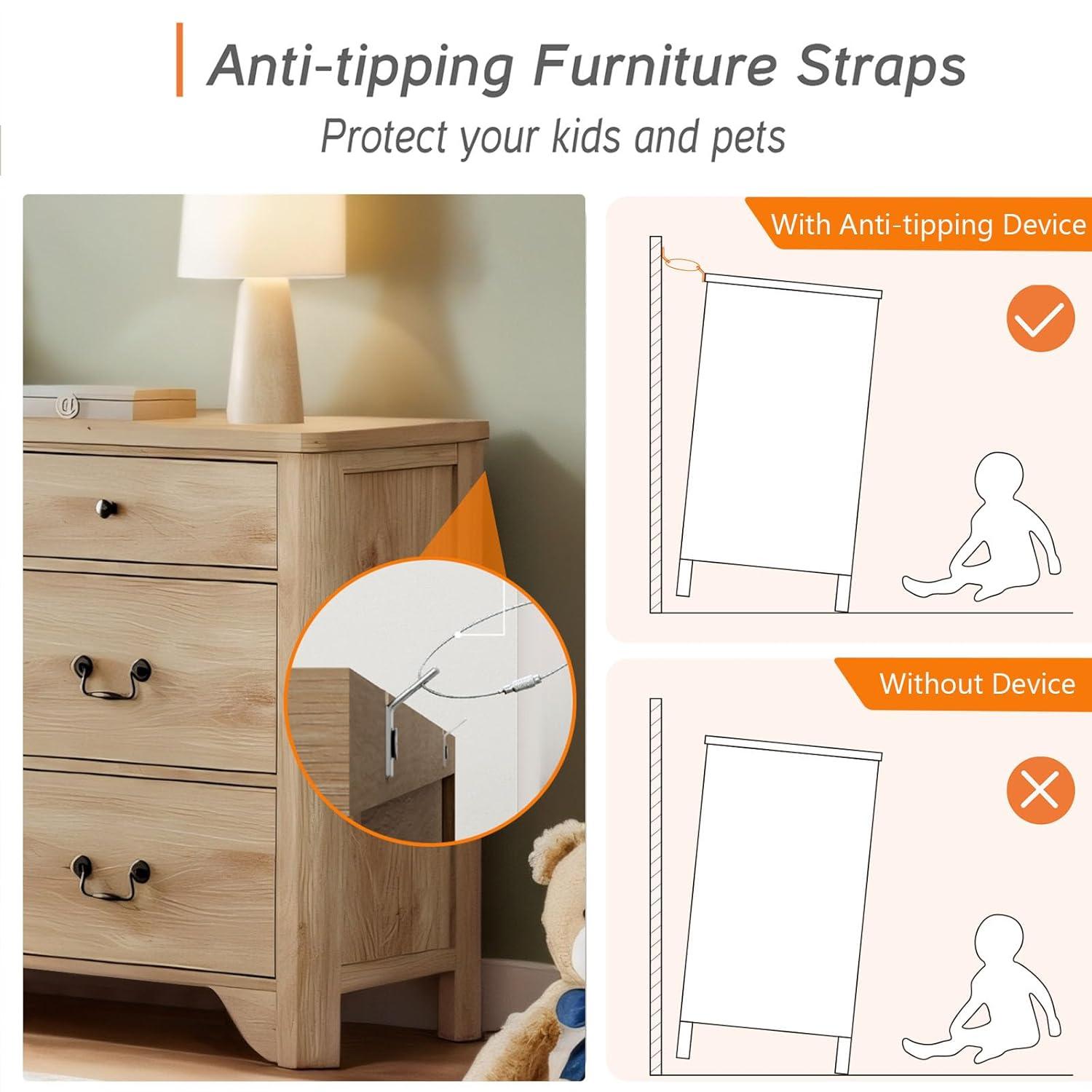 WAMPAT 3 Piece Dresser and Nightstand Sets, Farmhouse Dresser & Chest of Drawers with 6 Drawers & Metal Handle, Set of 2 Nightstands End Table with Charging Staion, 3 Piece Bedroom Set, Oak