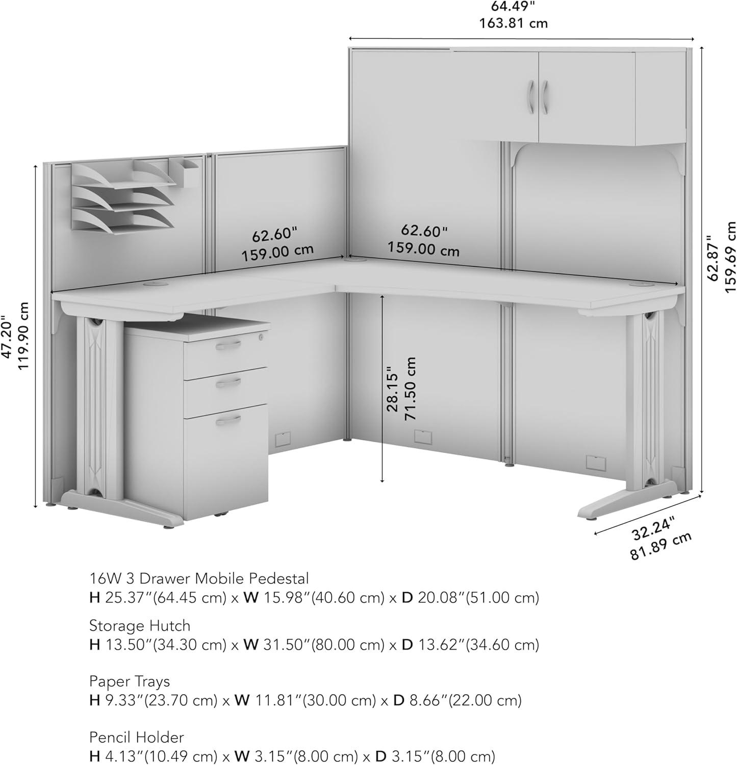 Bush Business Furniture Office in an Hour 65W L Shaped Cubicle Desk with Storage, Drawers, and Organizers