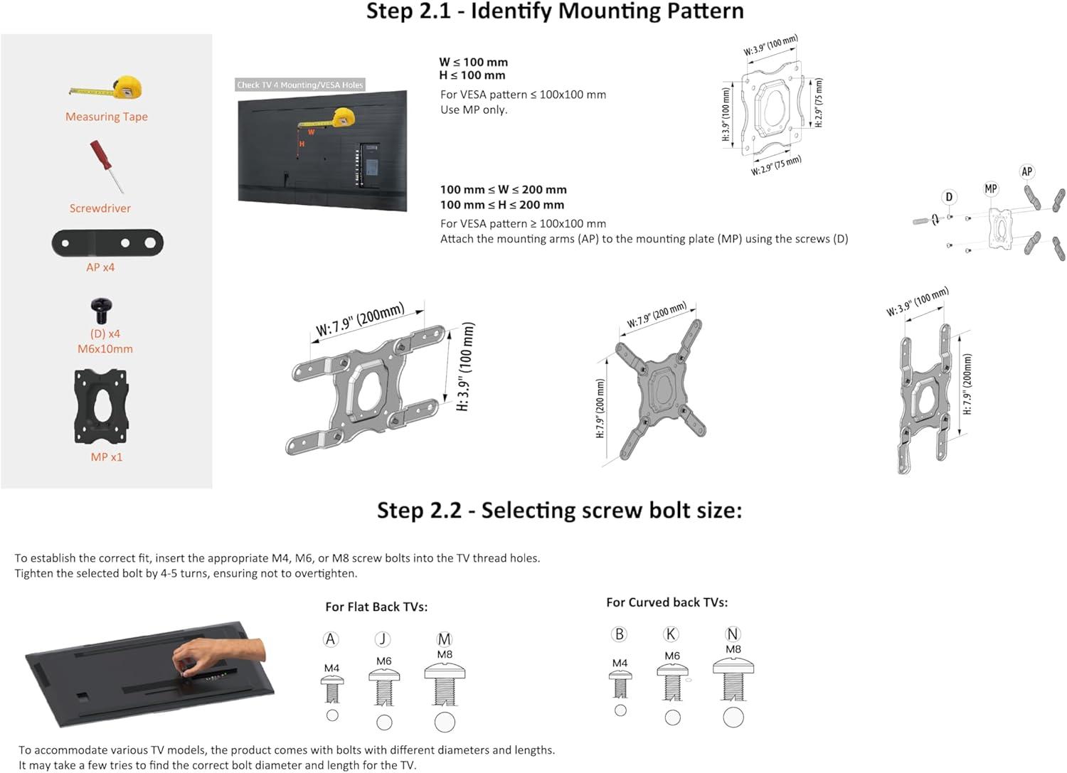 Black Full Motion TV Wall Mount for 12" to 40" TVs