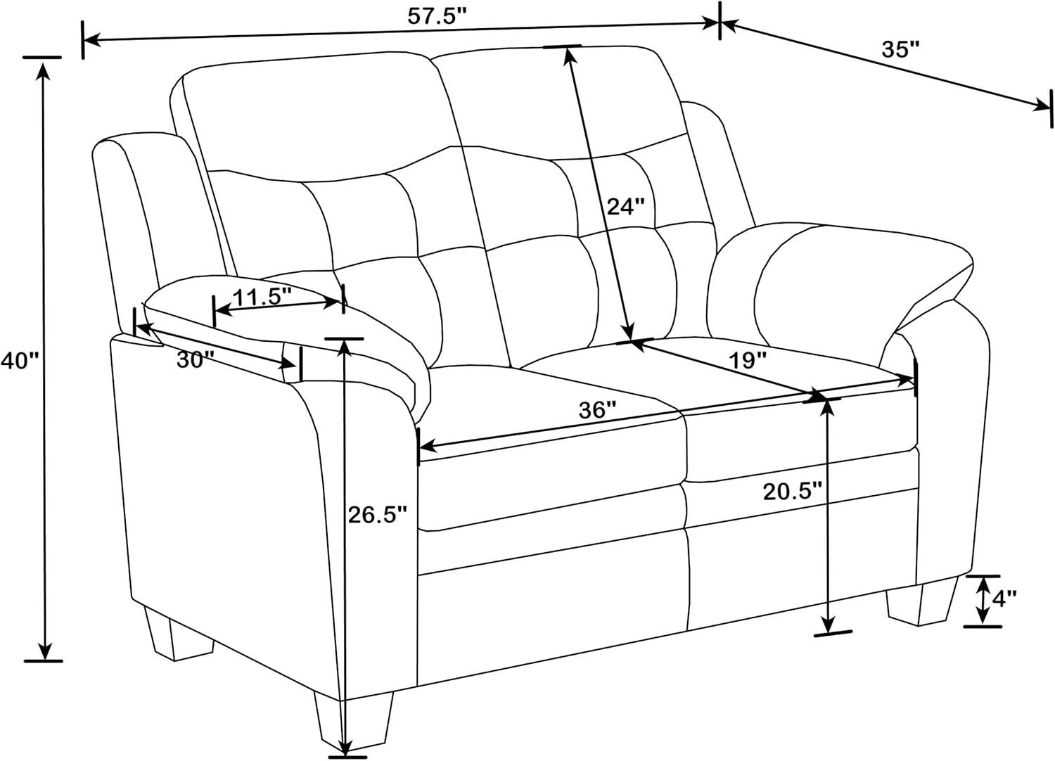 Coaster Leather Sofa Black Finish 506551
