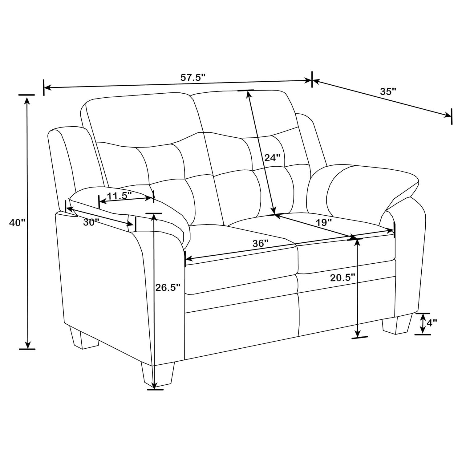Coaster Leather Sofa Black Finish 506551