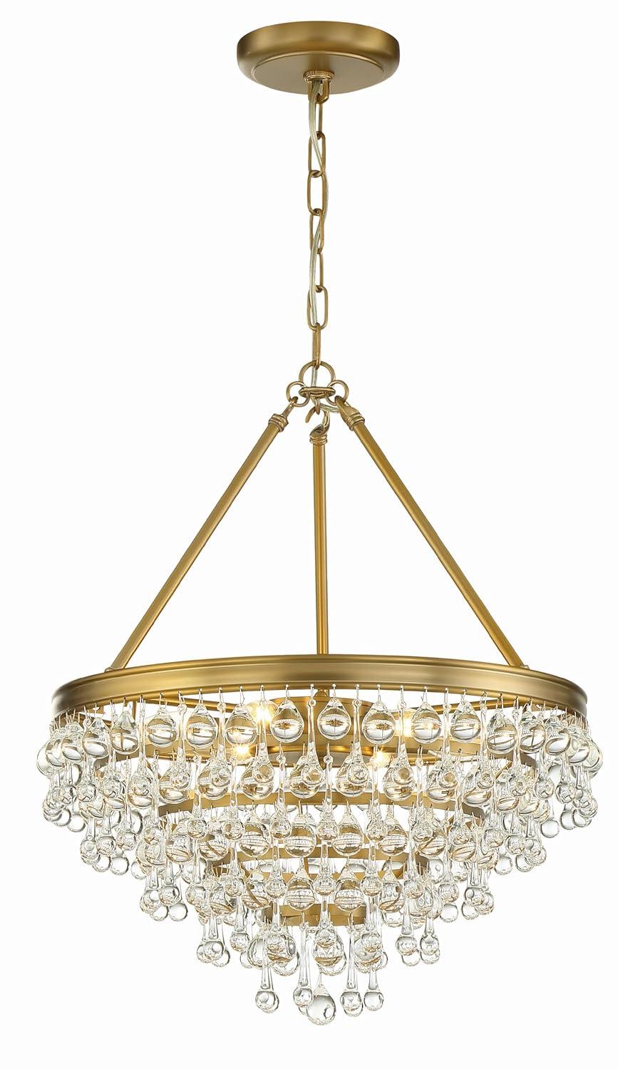 Vibrant Gold 6-Light Crystal Teardrop Chandelier