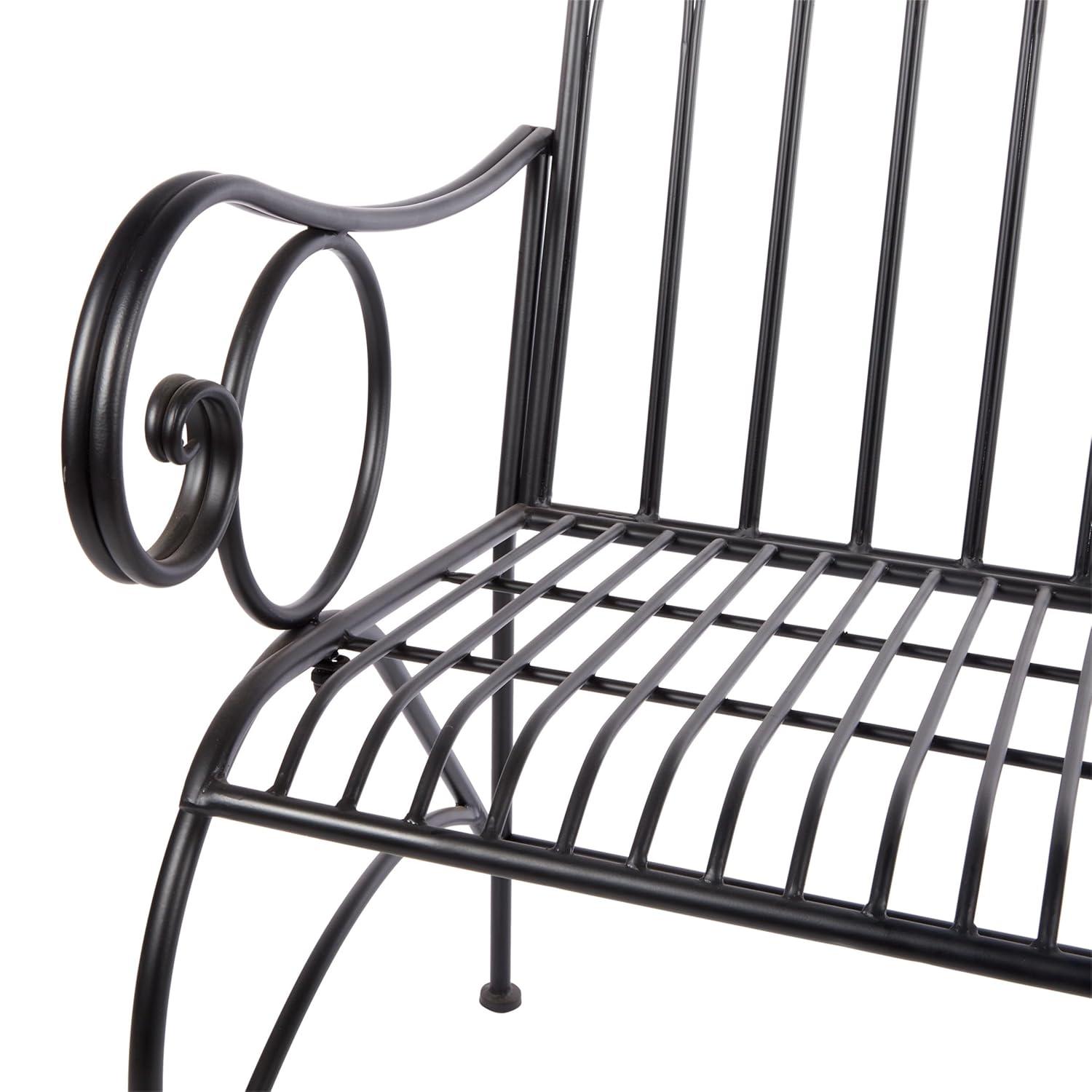 Alpine Corporation 44" x 26" x 38" Decorative Metal Wire Garden Bench, Black