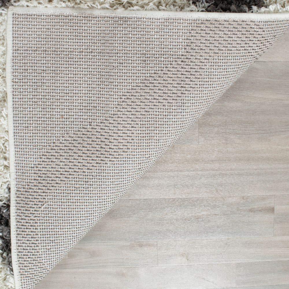 Dallas Shag SGD257 Power Loomed Area Rug - Ivory/Dark Grey - 4'x4' - Safavieh.