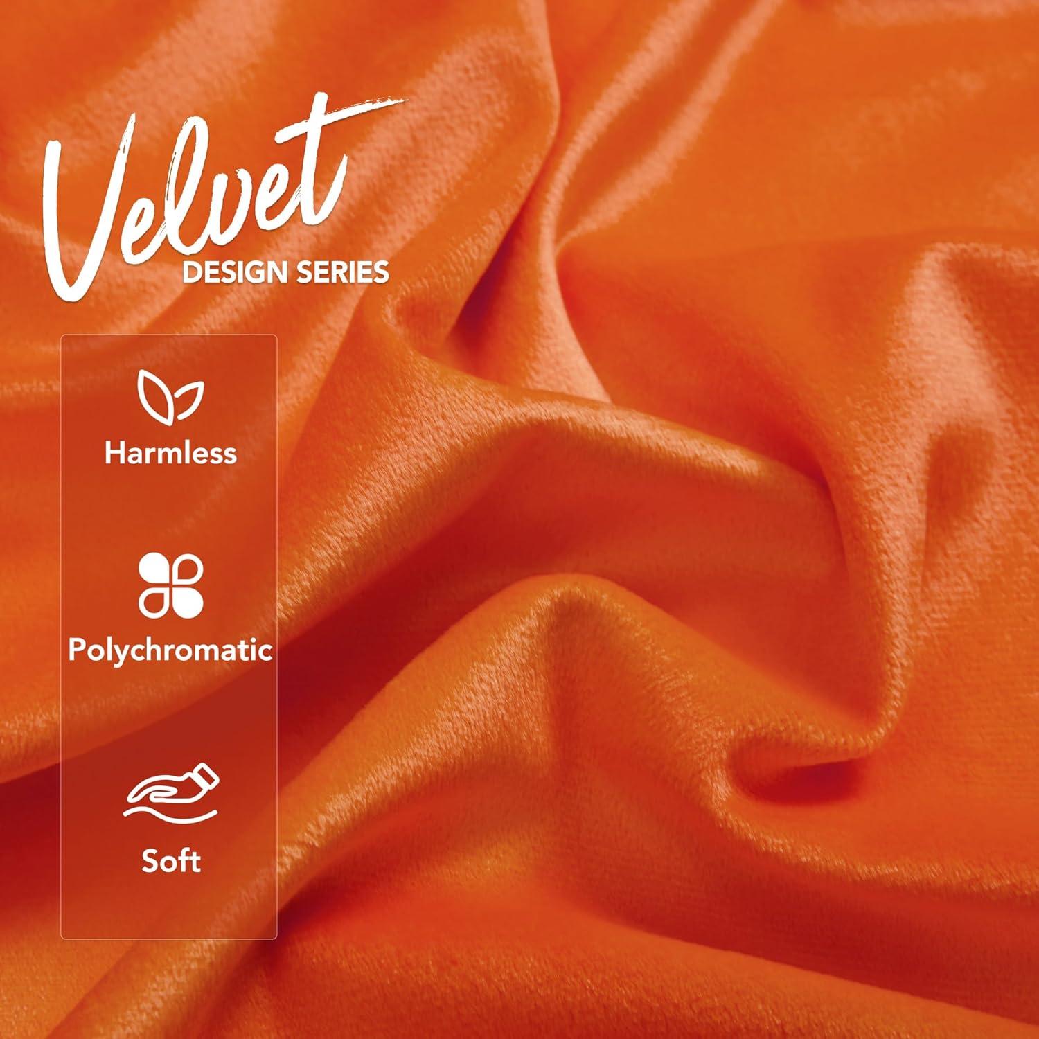 Deconovo Fundas de Almohada Decorativas Fundas de Almohada Fundas de Cojín de Terciopelo Funda de Almohada Naranja, 24"x 24", Naranja, Paquete de 2