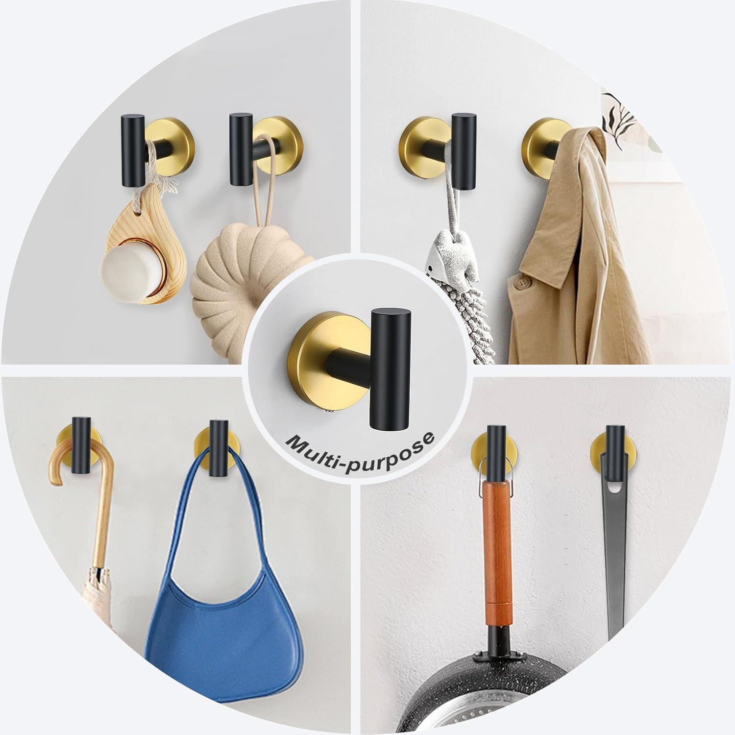 5 Pieces Black Gold Bathroom Hardware Set, 23.6 Inches Bathroom Towel Rack Set Bath Towel Bar Set, SUS304 Stainless Steel Bathroom Accessories Kit Wall Mounted