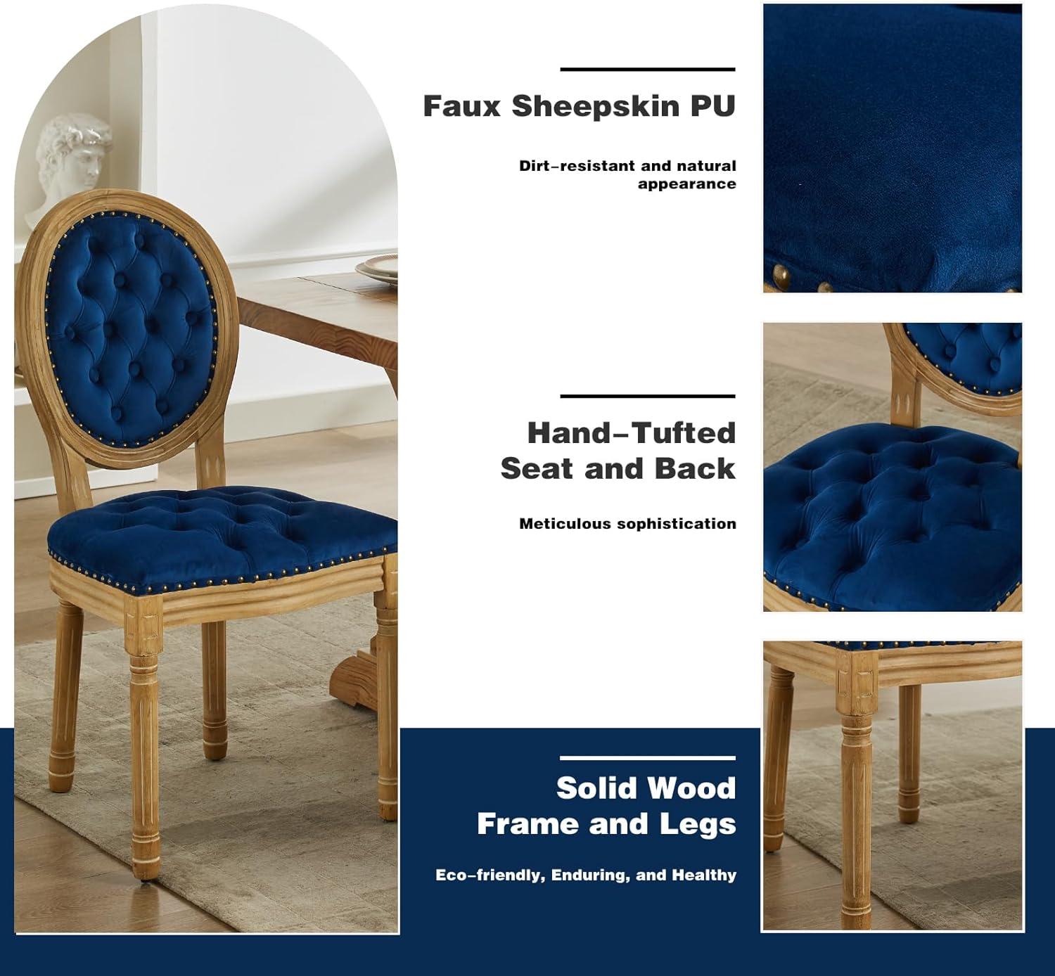 One Allium Way® French Style Vintage Solid Wood Upholstered Dining Chair (Set of 4)
