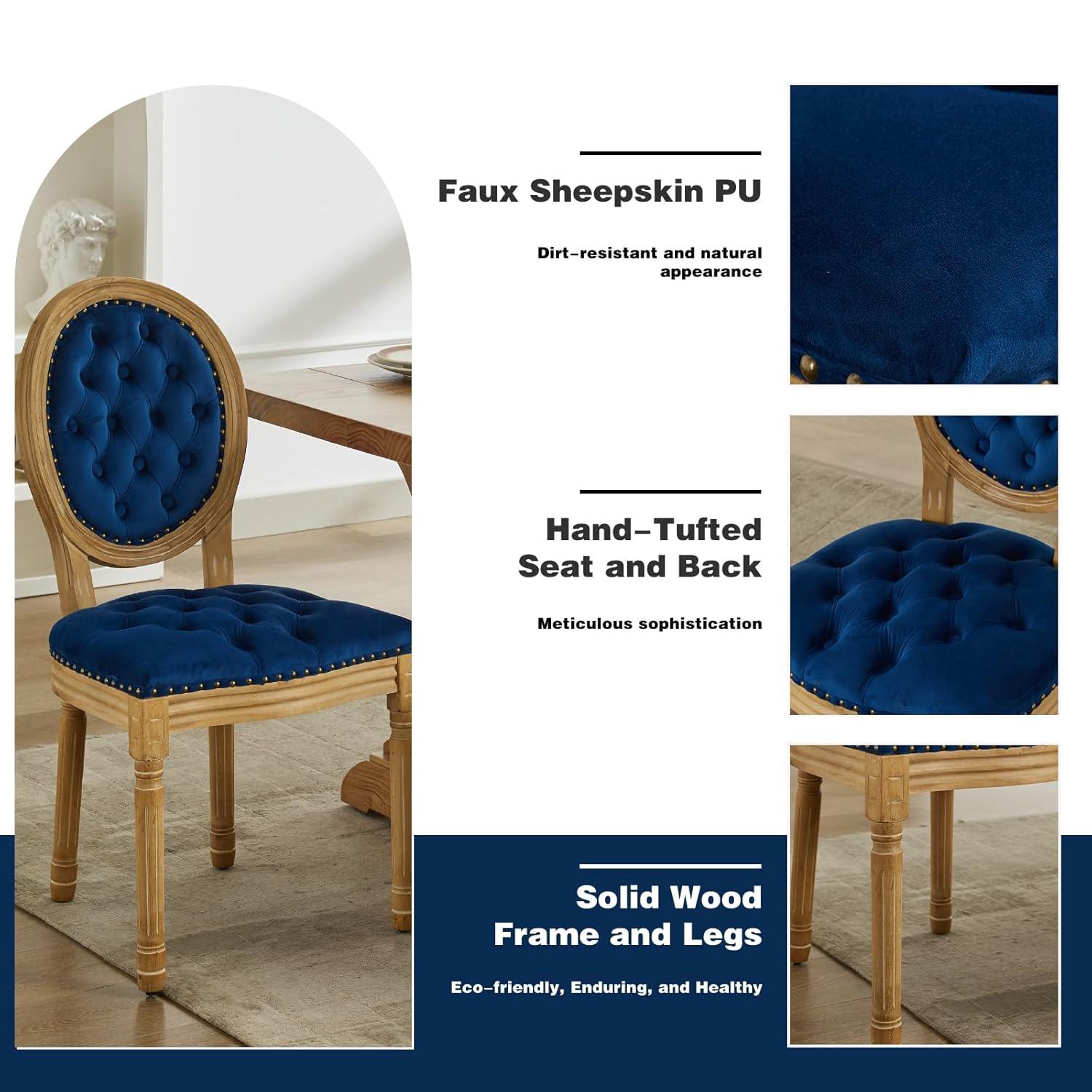 One Allium Way® French Style Vintage Solid Wood Upholstered Dining Chair (Set of 4)