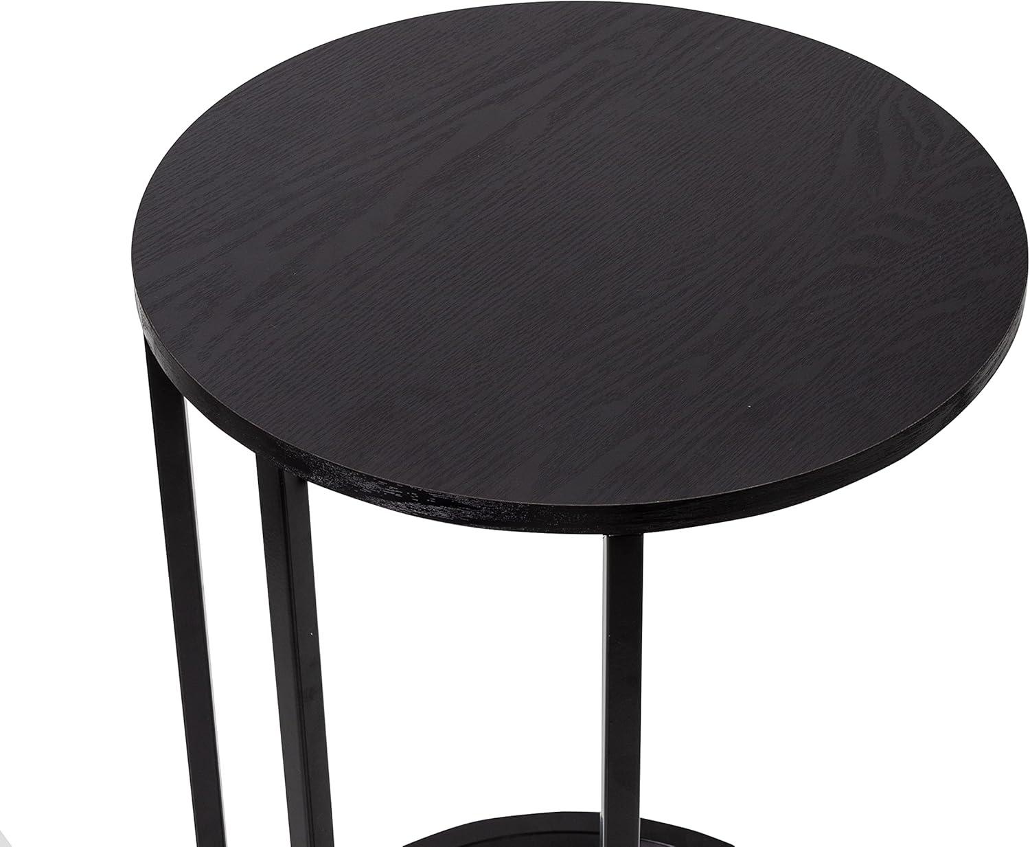 Honey-Can-Do Wood and Metal Round End Table, Black