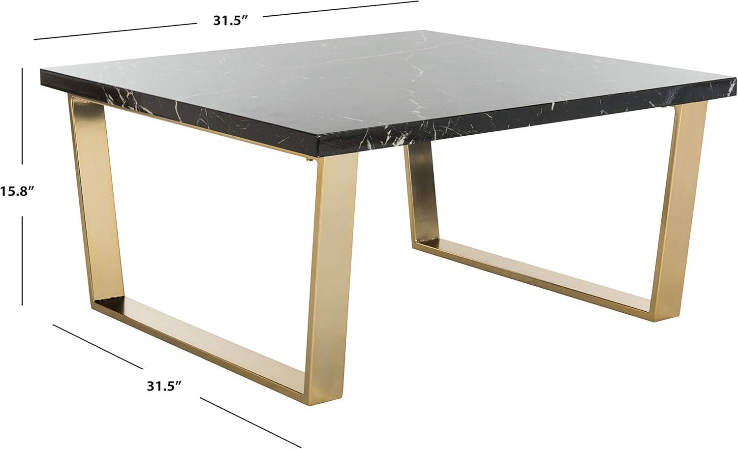 Carmen Black Marble and Brass Square Coffee Table