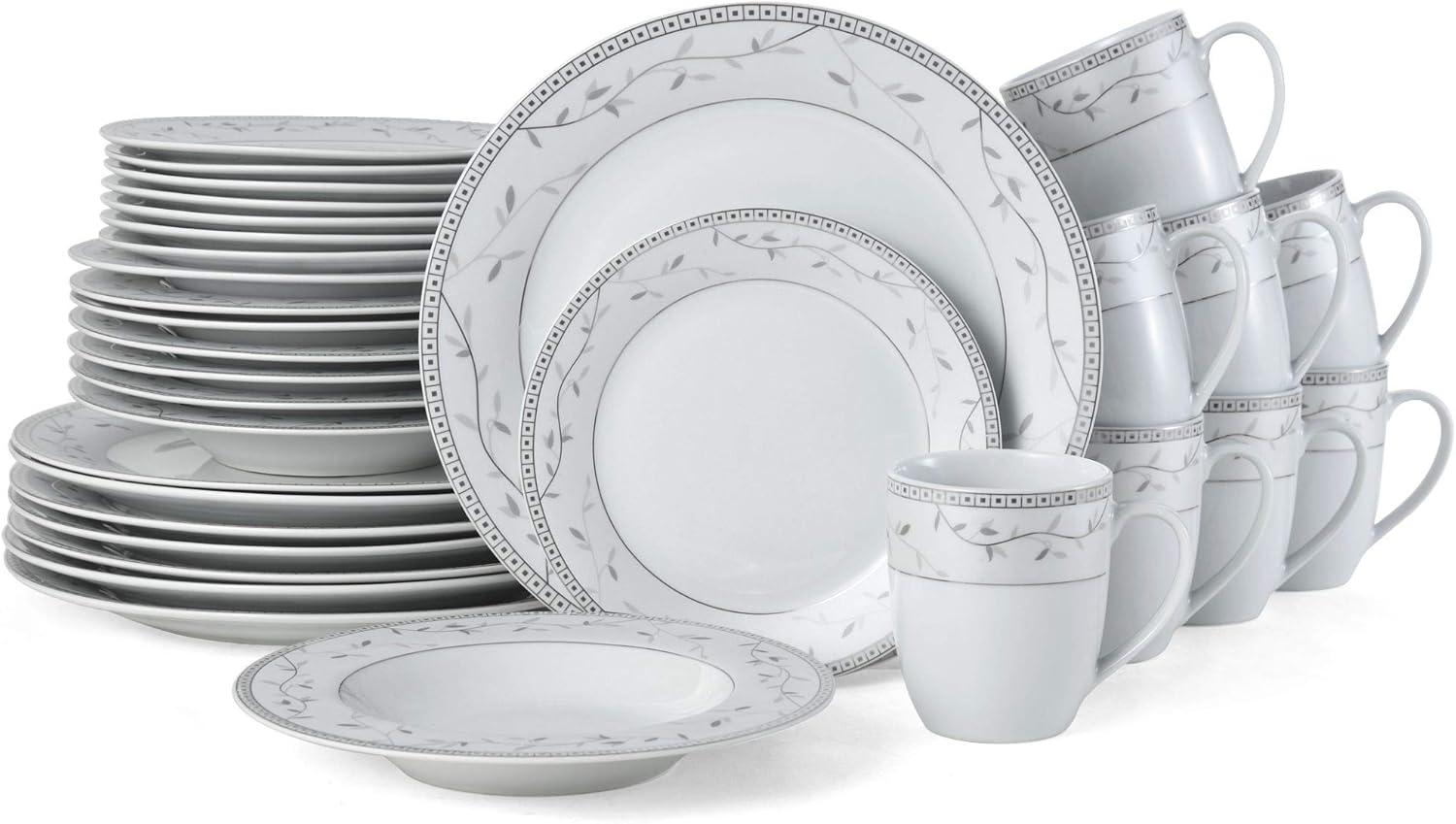 Fitz and Floyd Fitz and Floyd Platinum Vine 32-Piece Porcelain Dinnerware Set, Service for 8