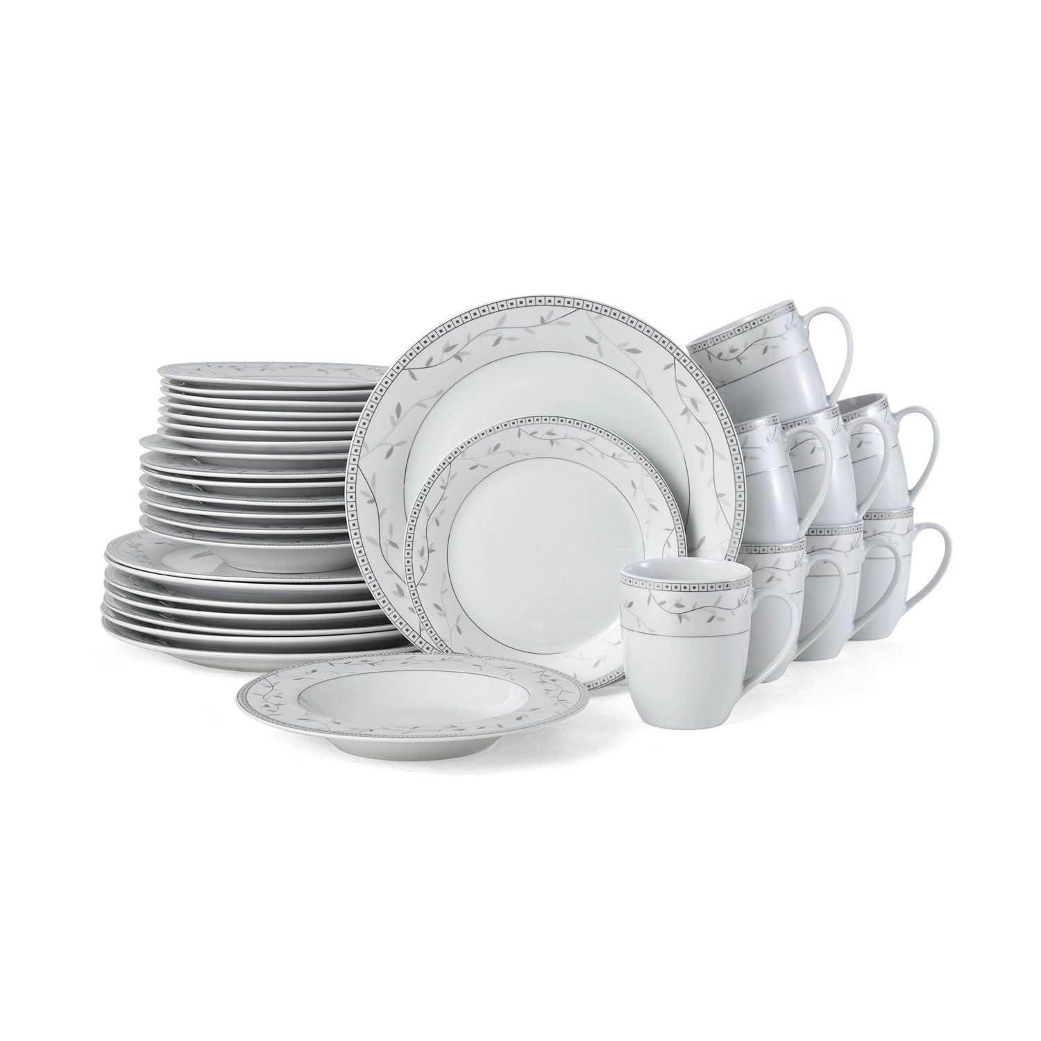 Fitz and Floyd Fitz and Floyd Platinum Vine 32-Piece Porcelain Dinnerware Set, Service for 8