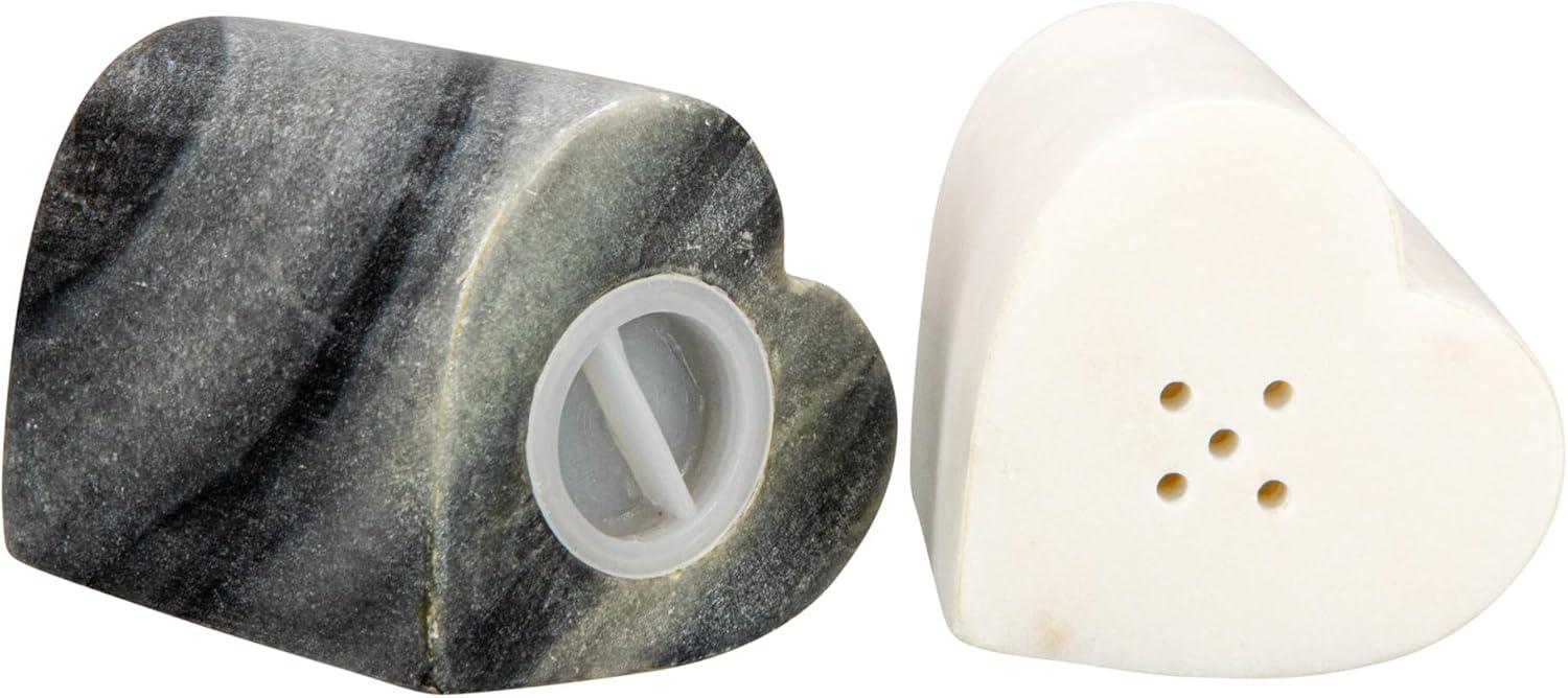Creative Co-Op Heart-Shaped Marble Salt And Pepper Shakers