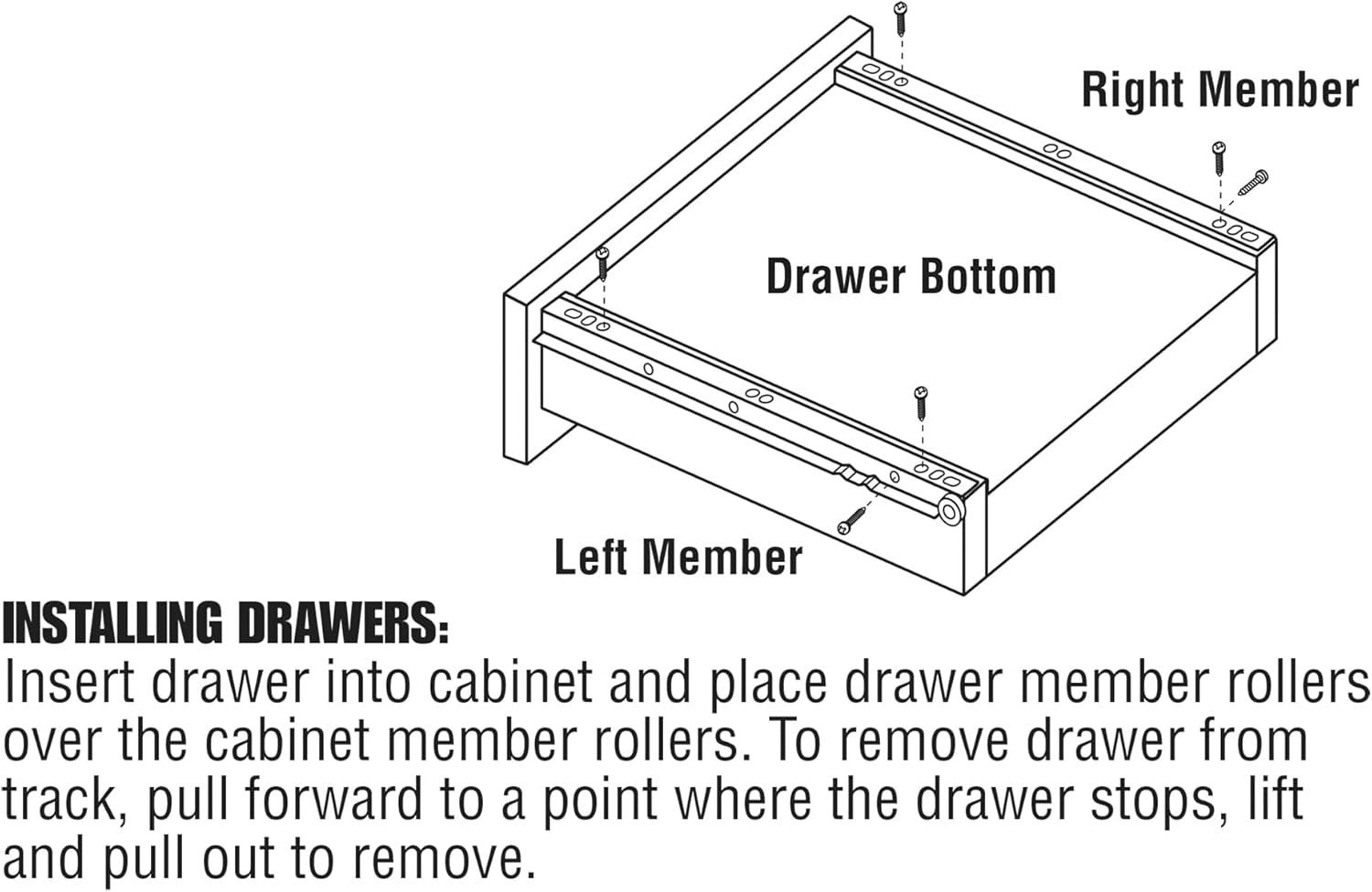 Prime-Line Drawer Slide Kit  Replace Drawer Track Hardware  Self-Closing Design Fits Most Bottom/ Side-Mounted Drawer Systems 17-3/4 In. Steel Tracks, Plastic Wheels, White (1 Pair)
