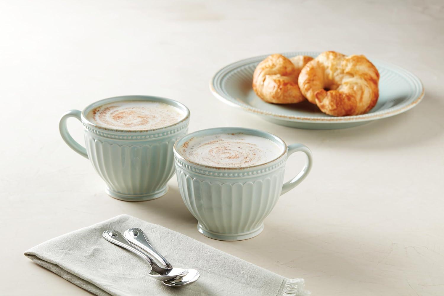 Lenox French Perle Groove Ice Blue Latte Mug
