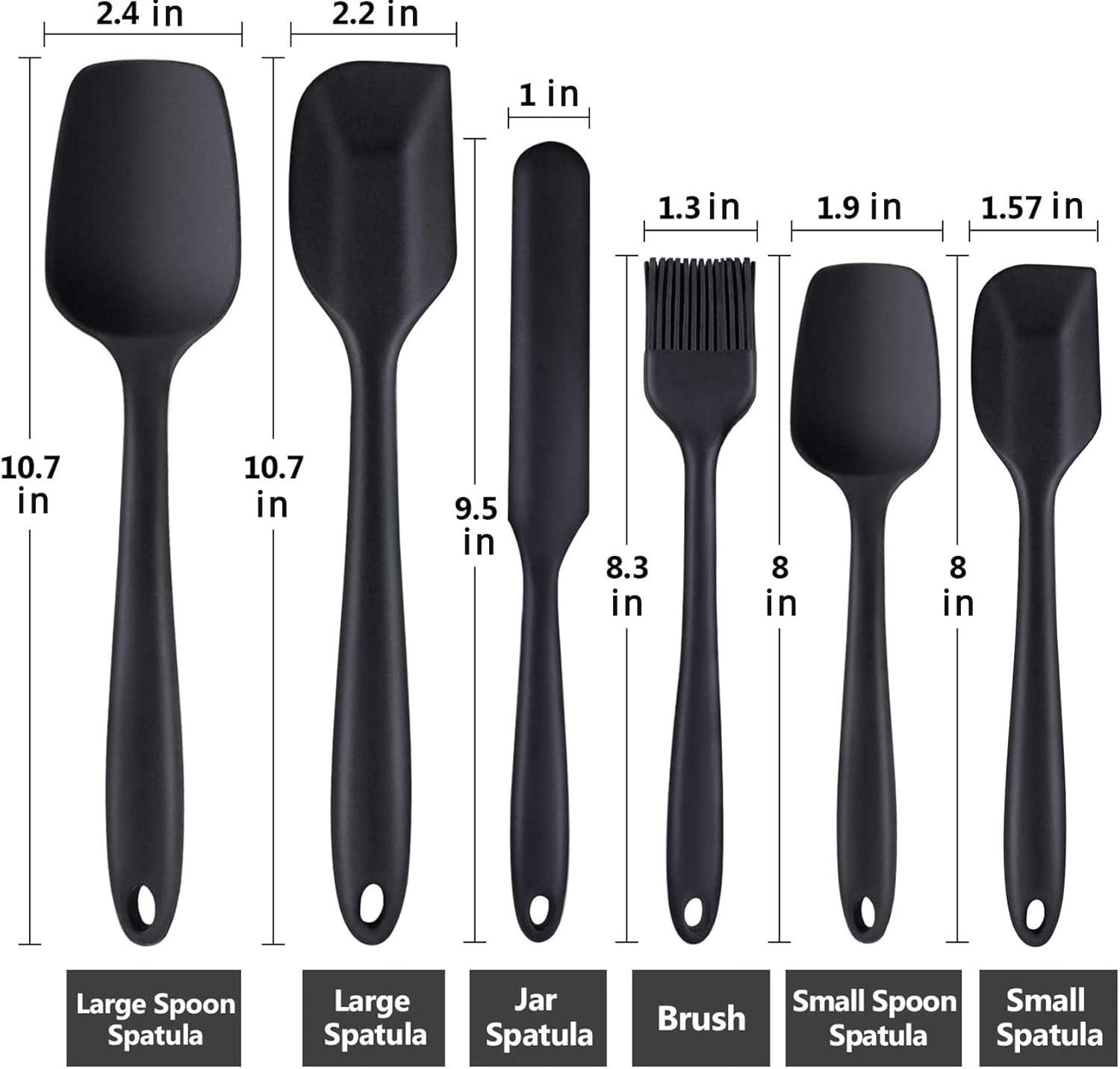 Black Heat-Resistant Silicone Spatula Set with Steel Core, 6 Pieces