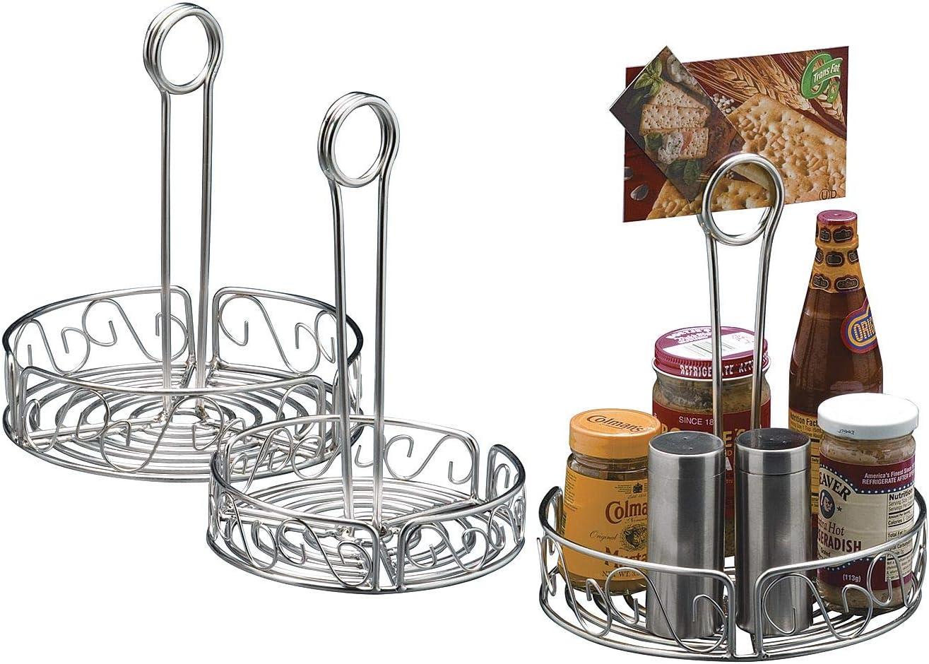 Stainless Steel Scroll Design Condiment Rack with Handle