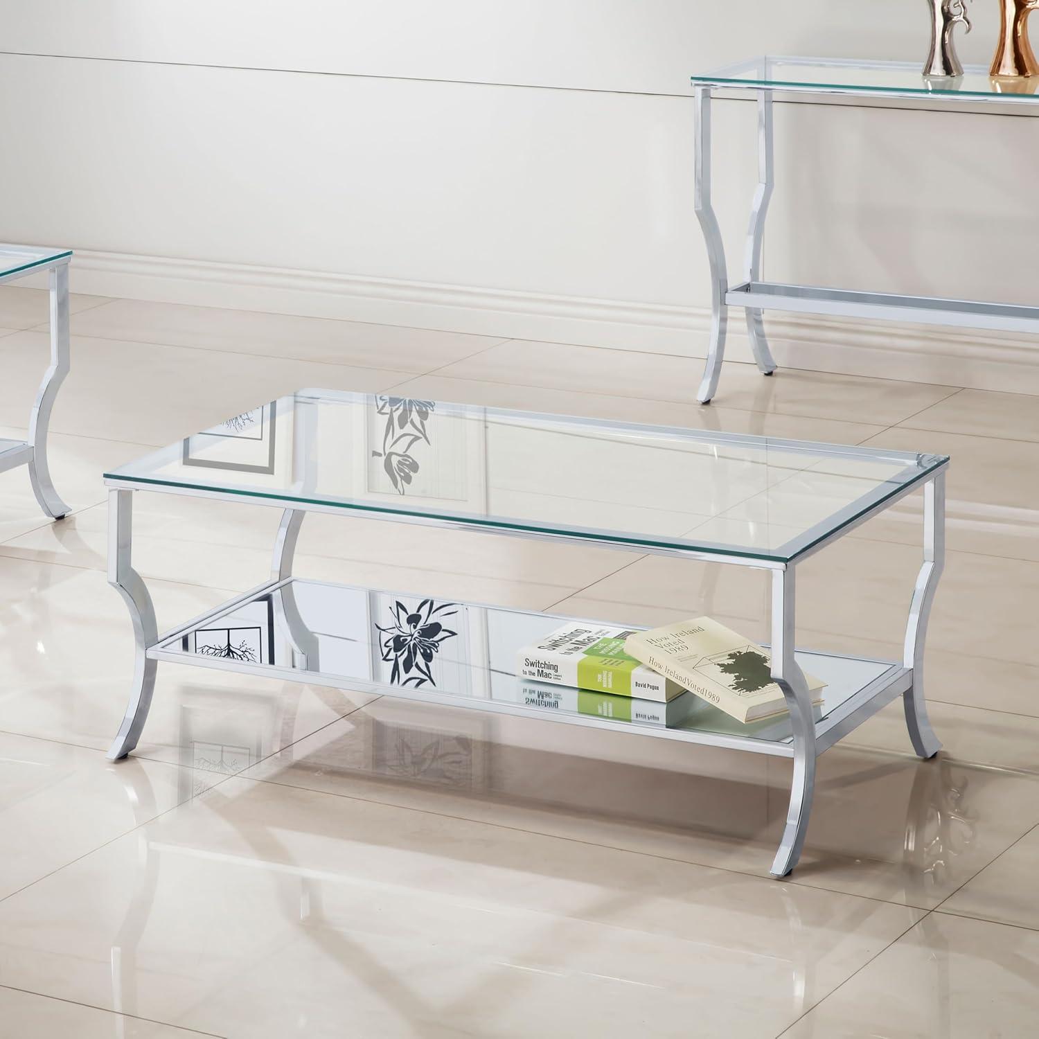 Coaster Contemporary Glass Top Rectangular Coffee Table in Clear