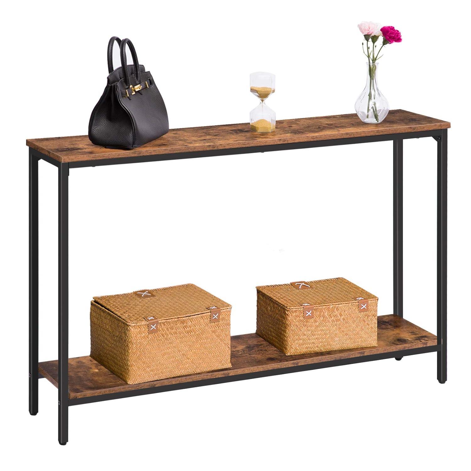 HOOBRO Console Table 47.2" Narrow Skinny Table Industrial Entryway Living Room Hallway BF20XG01G1