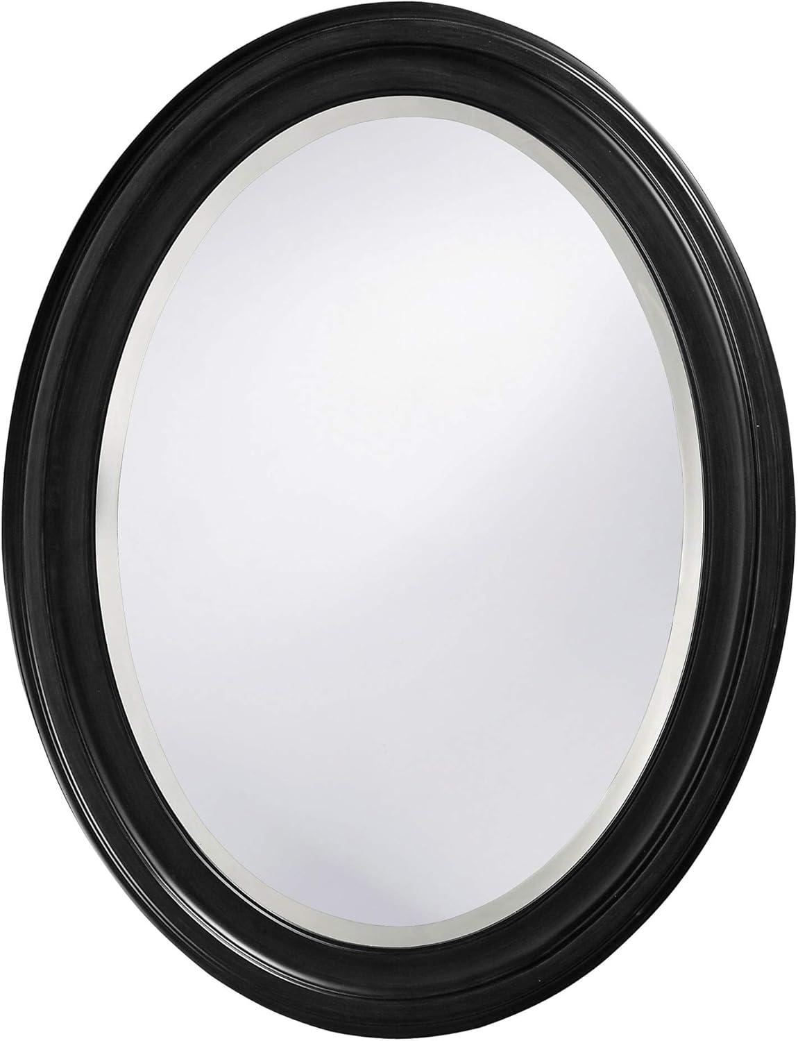 Oval George Decorative Wall Mirror Black - Howard Elliott: Wood Frame, Beveled, Ready to Hang