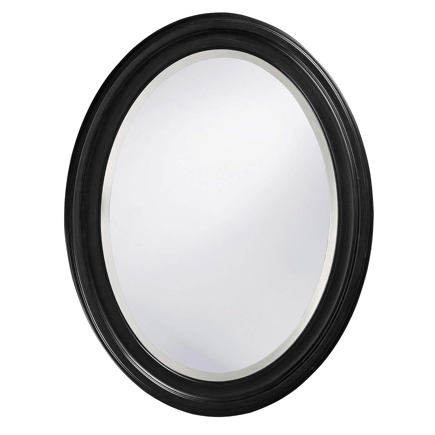 Oval George Decorative Wall Mirror Black - Howard Elliott: Wood Frame, Beveled, Ready to Hang