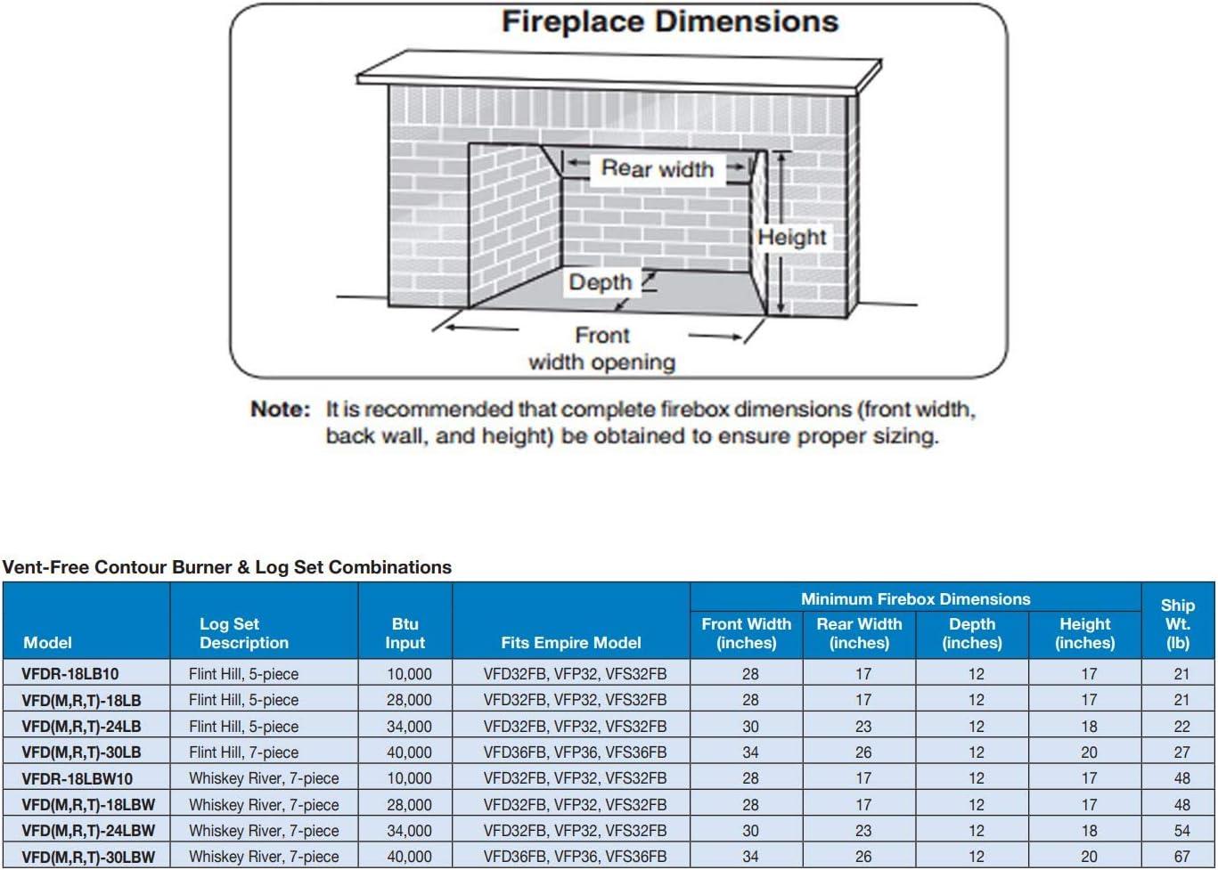 Empire  30 in. MV Log Set with Vent-Free Burner Propane - 7 Piece