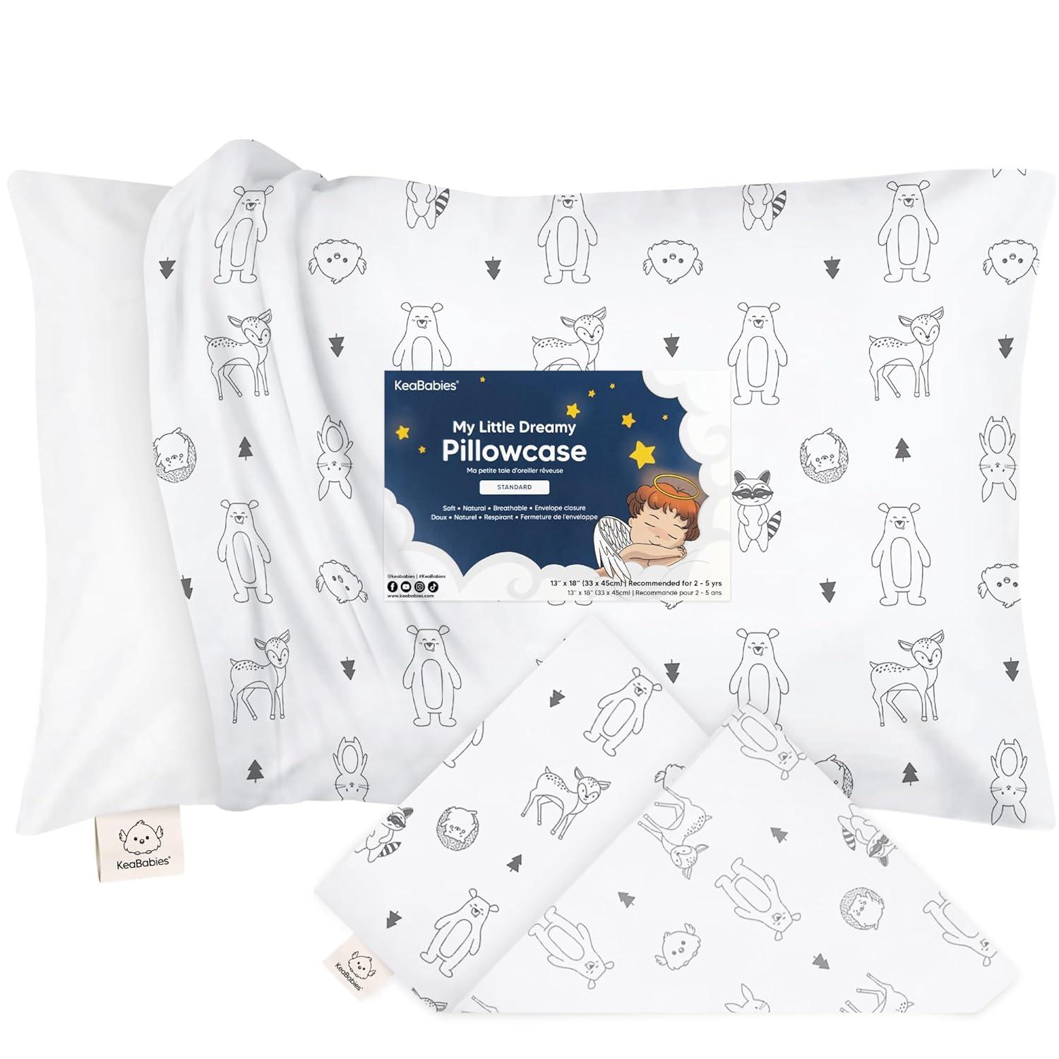 KeaBabies Toddler Pillowcase for 13X18 Pillow, Organic Toddler Pillow Case, Travel Pillow Case Cover (KeaFriends)