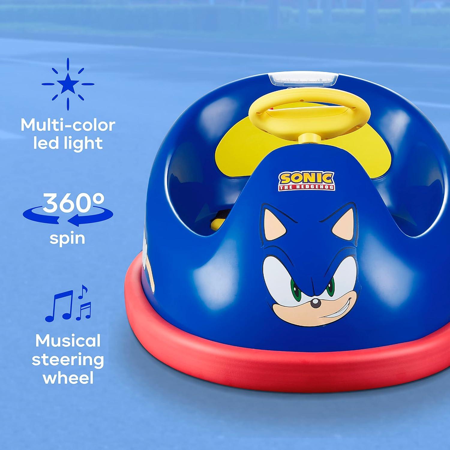 Sonic The Hedgehog 6V Bumper Car, Battery Powered Ride on Toy with Remote for Kids Ages 1.5+, Blue