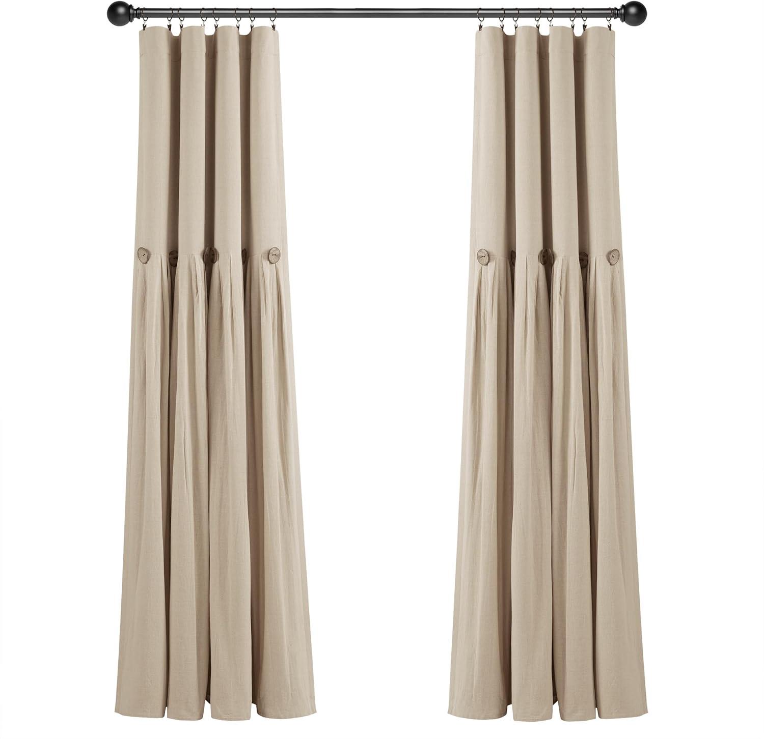 Lush Decor Linen Button Cotton Blend Blackout Thermal Rod Pocket Single Curtain Panel & Reviews | Wayfair