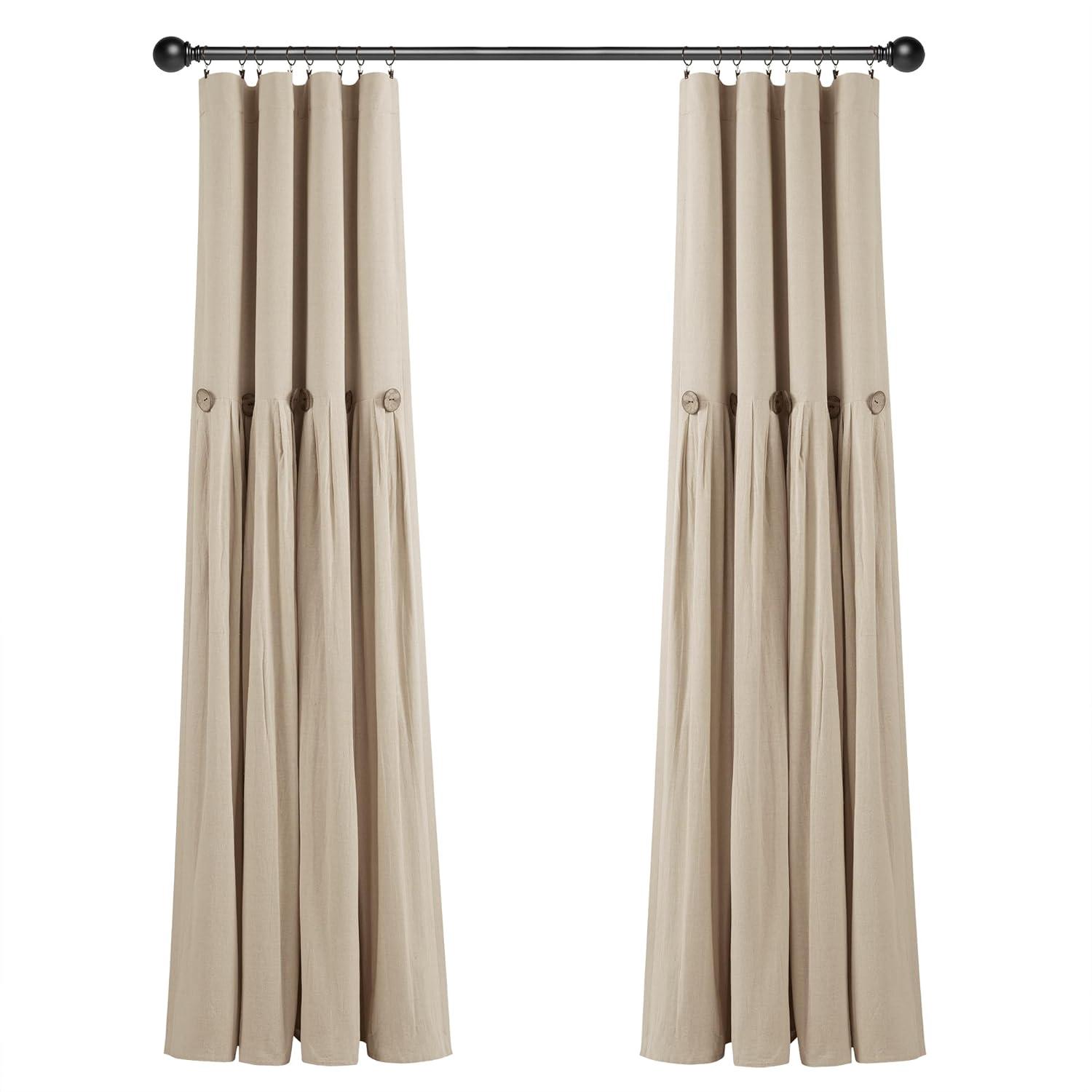 Lush Decor Linen Button Cotton Blend Blackout Thermal Rod Pocket Single Curtain Panel & Reviews | Wayfair