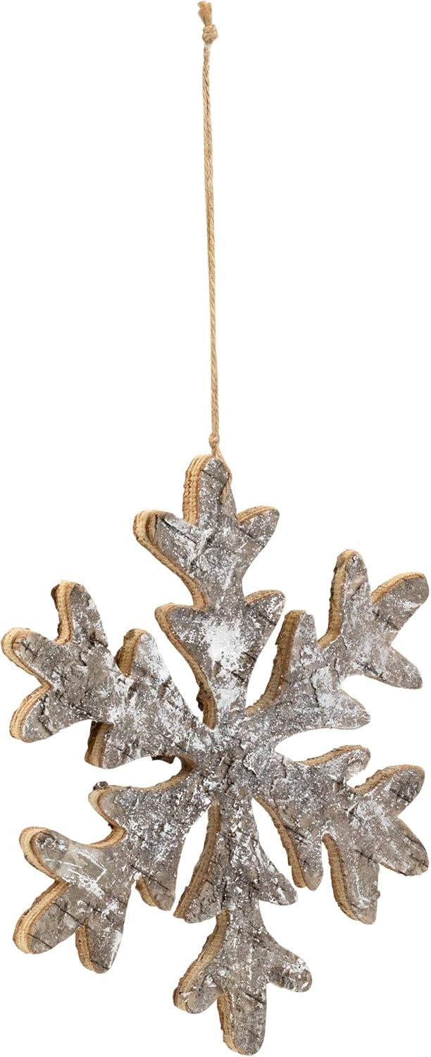 Northlight Wooden Snowflake Christmas Ornament - 10" - Silver and Gold