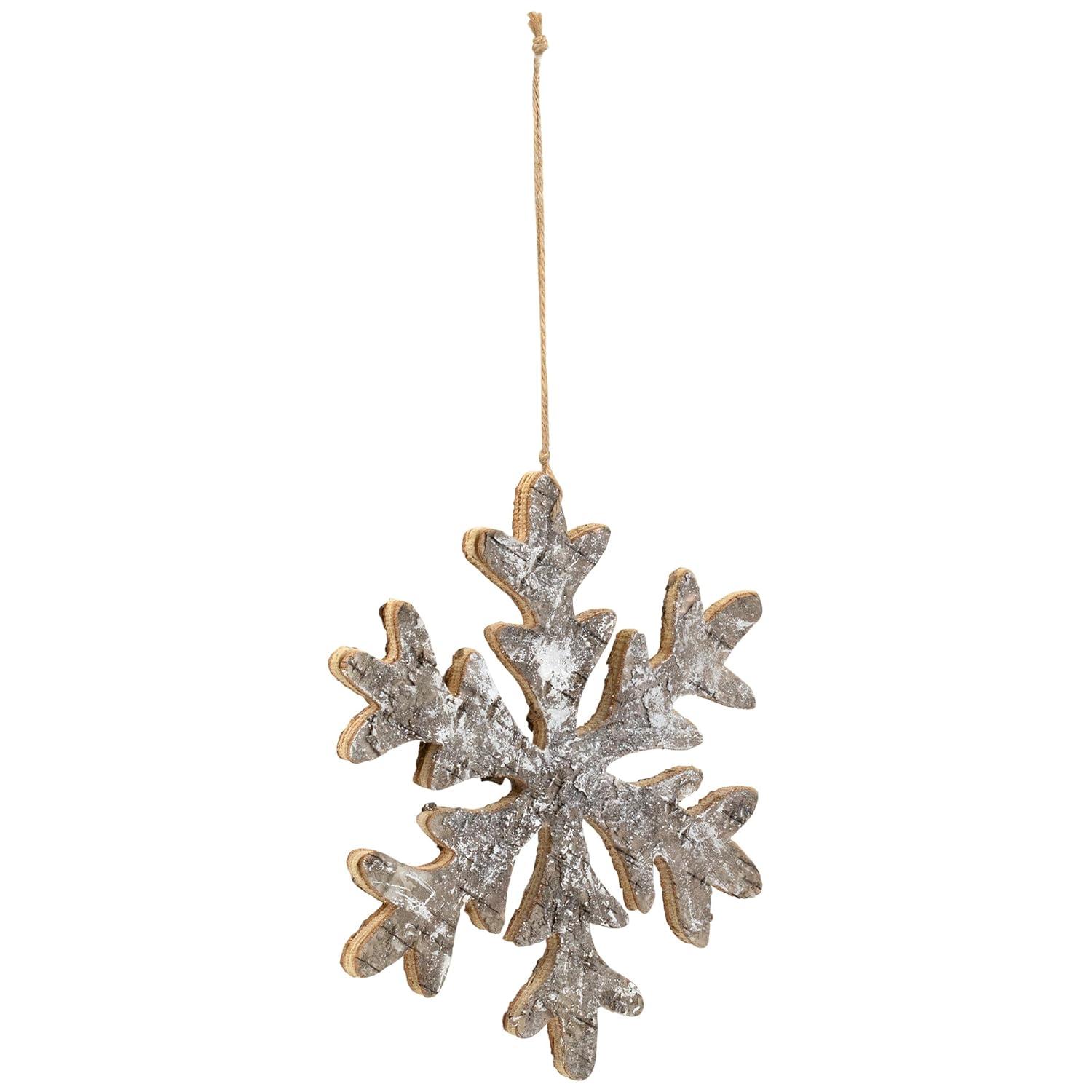 Northlight Wooden Snowflake Christmas Ornament - 10" - Silver and Gold
